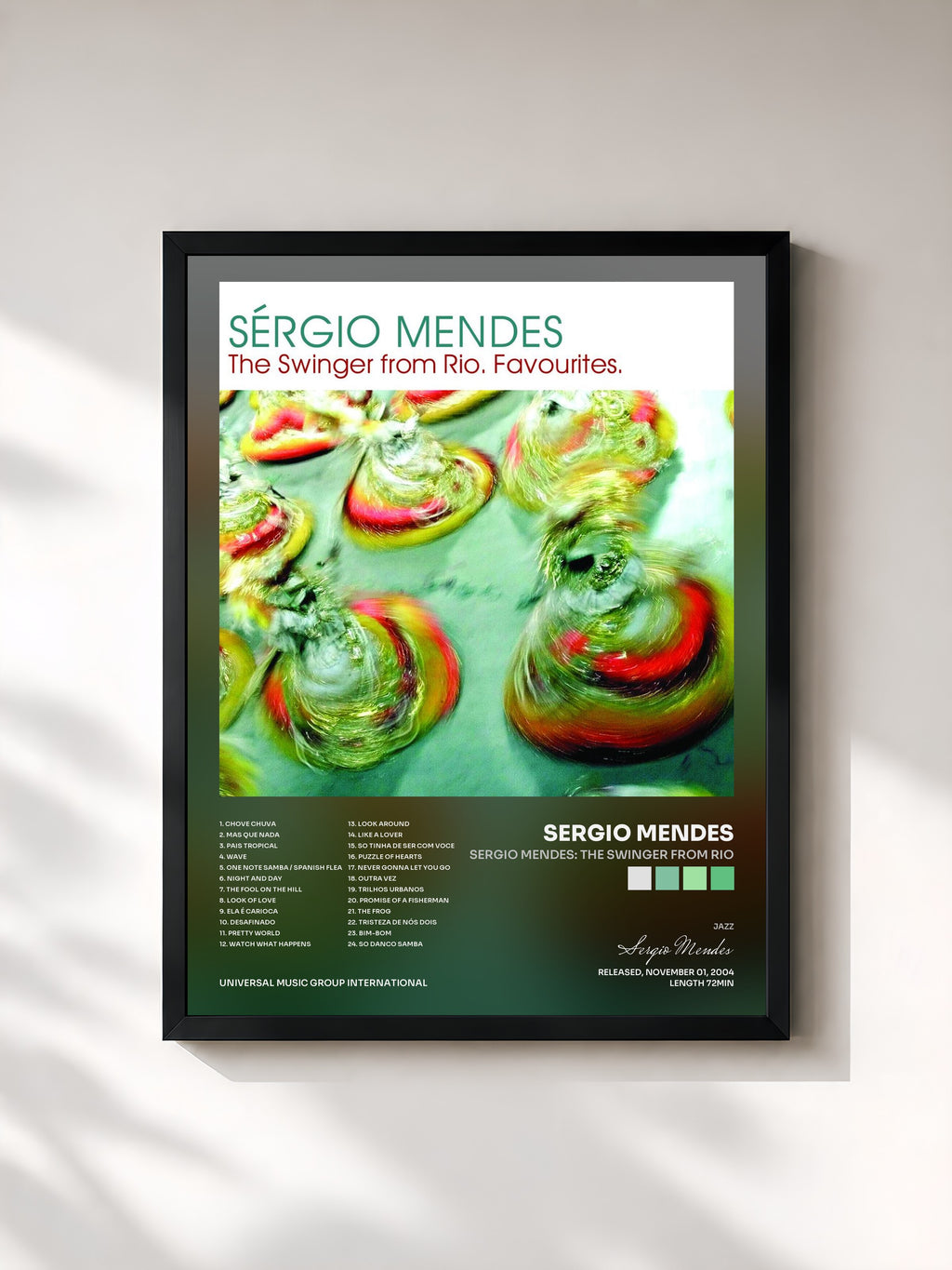 #noir Tableau de l'album Sergio Mendes: The Swinger from Rio de Sergio Mendes, cadre noir, imprimé et encadré en France