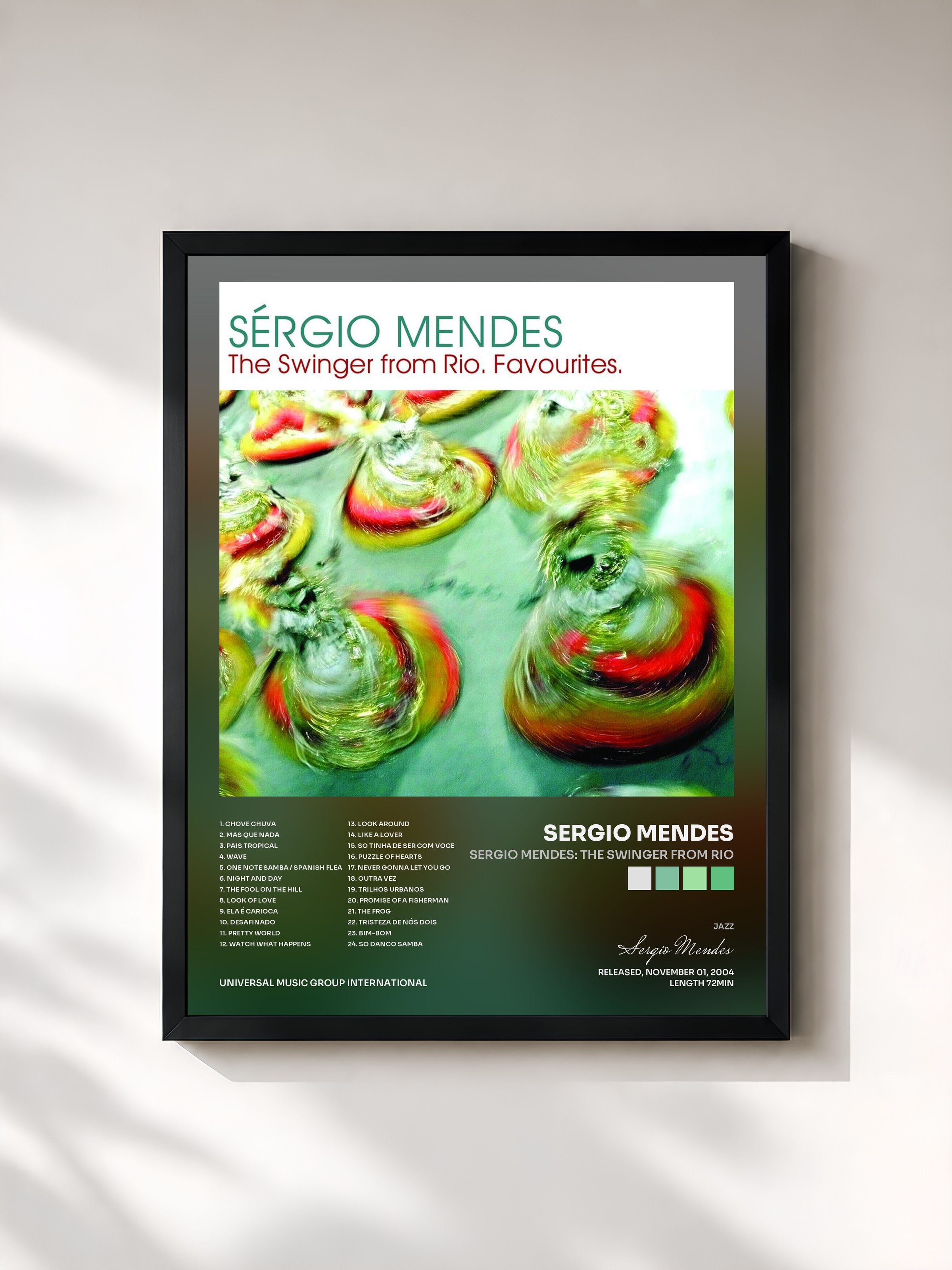 #noir Tableau de l'album Sergio Mendes: The Swinger from Rio de Sergio Mendes, cadre noir, imprimé et encadré en France
