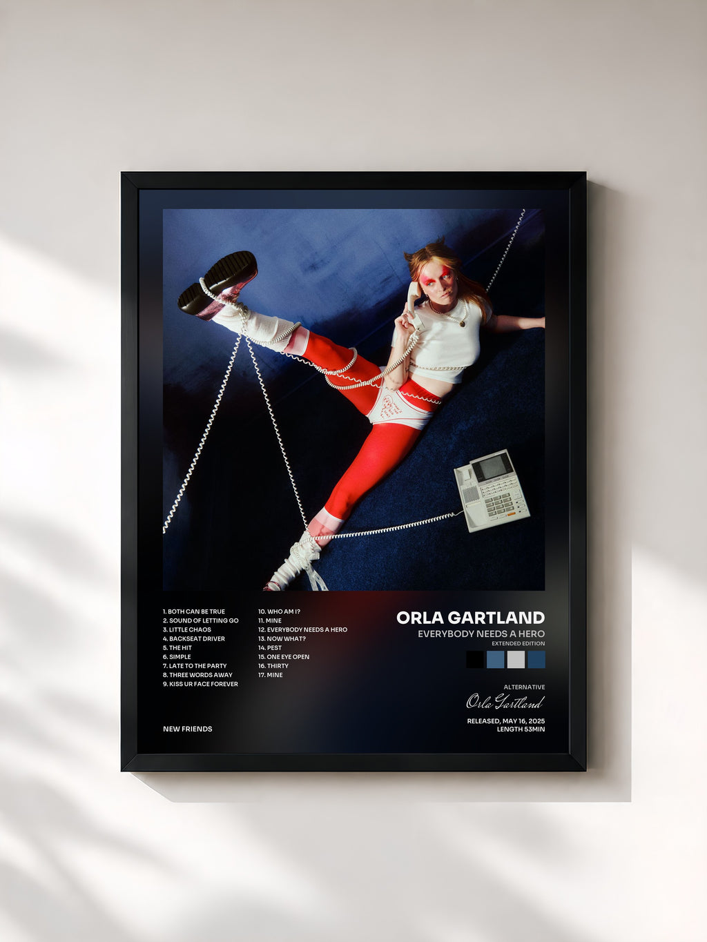 #noir Tableau de l'album Everybody Needs A Hero (Extended Edition) de Orla Gartland, cadre noir, imprimé et encadré en France