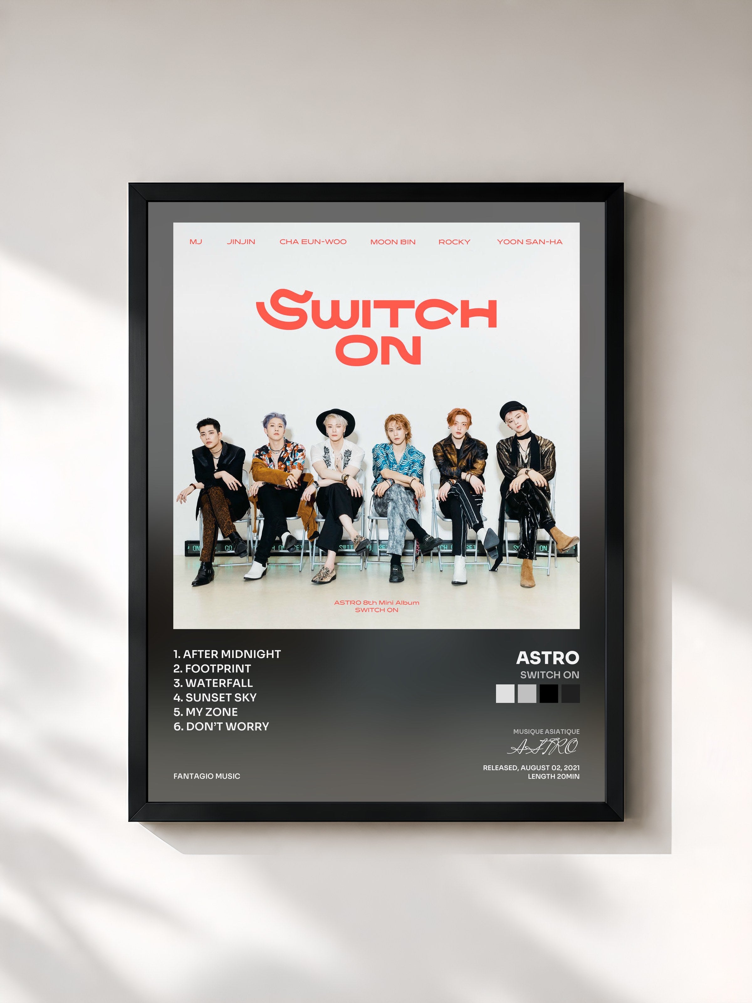 #noir Tableau de l'album SWITCH ON de ASTRO, cadre noir, imprimé et encadré en France