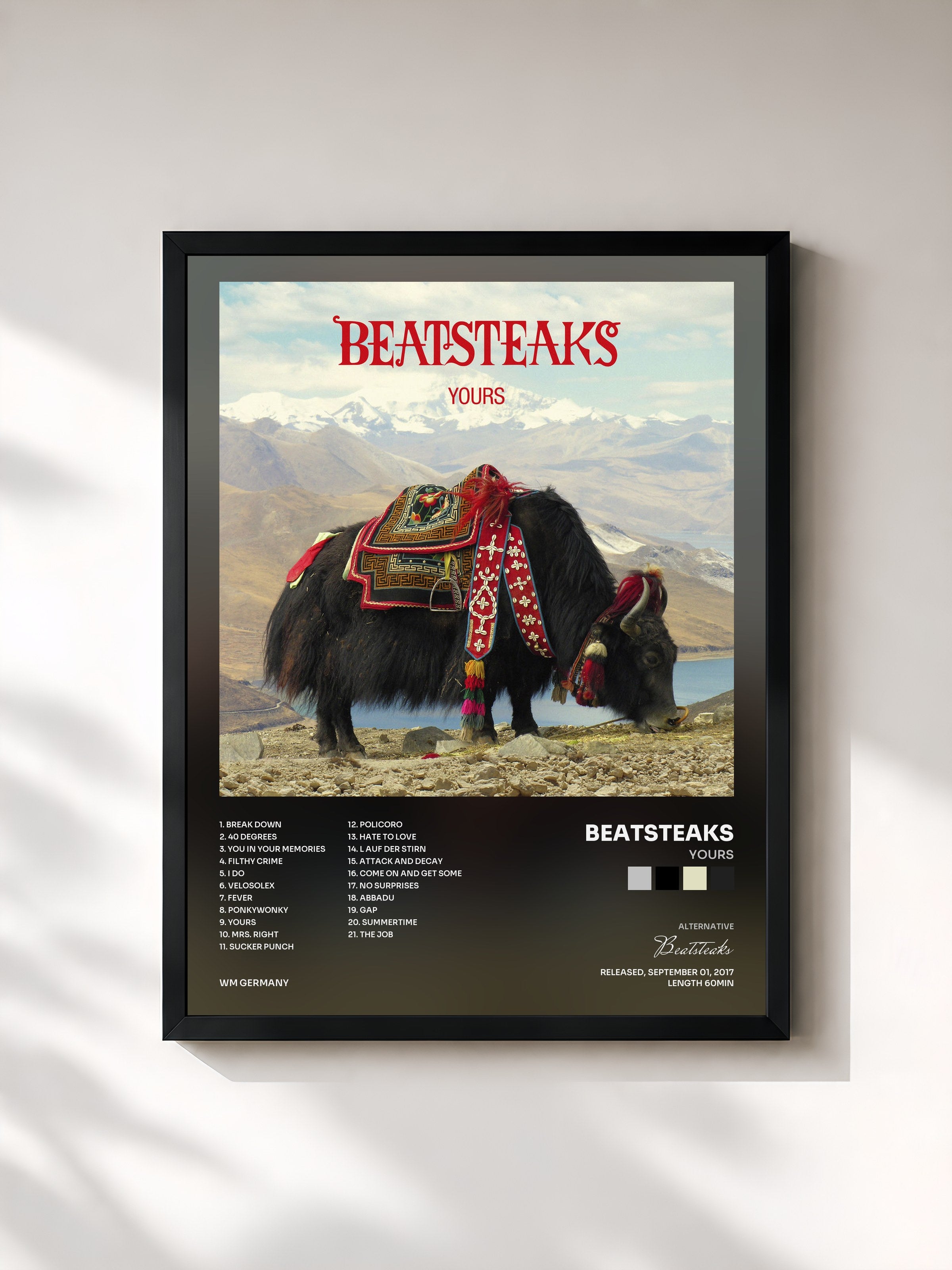 #noir Tableau de l'album Yours de Beatsteaks, cadre noir, imprimé et encadré en France