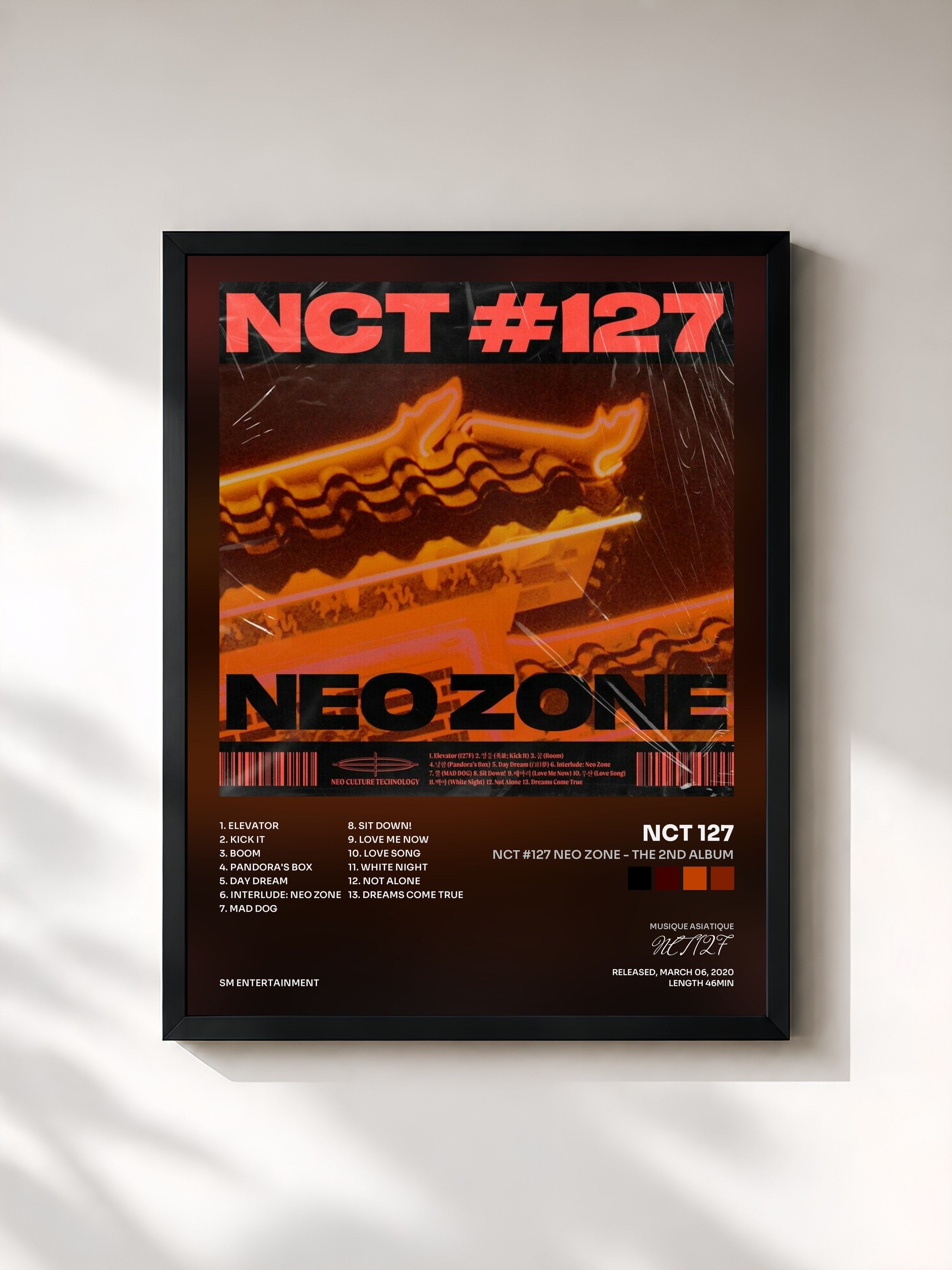 #noir Tableau de l'album NCT #127 Neo Zone - The 2nd Album de NCT 127, cadre noir, imprimé et encadré en France