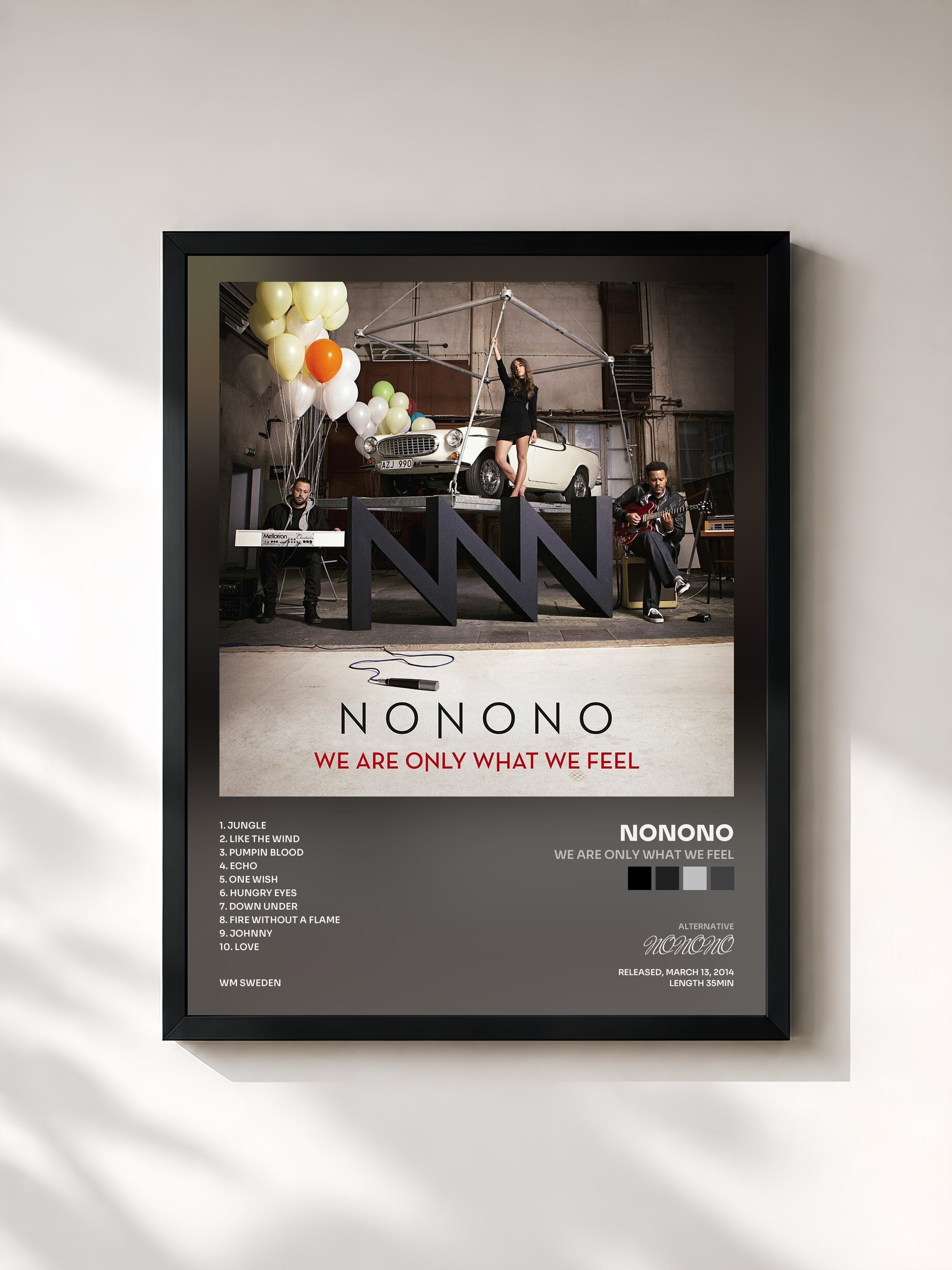 #noir Tableau de l'album We Are Only What We Feel de NONONO, cadre noir, imprimé et encadré en France