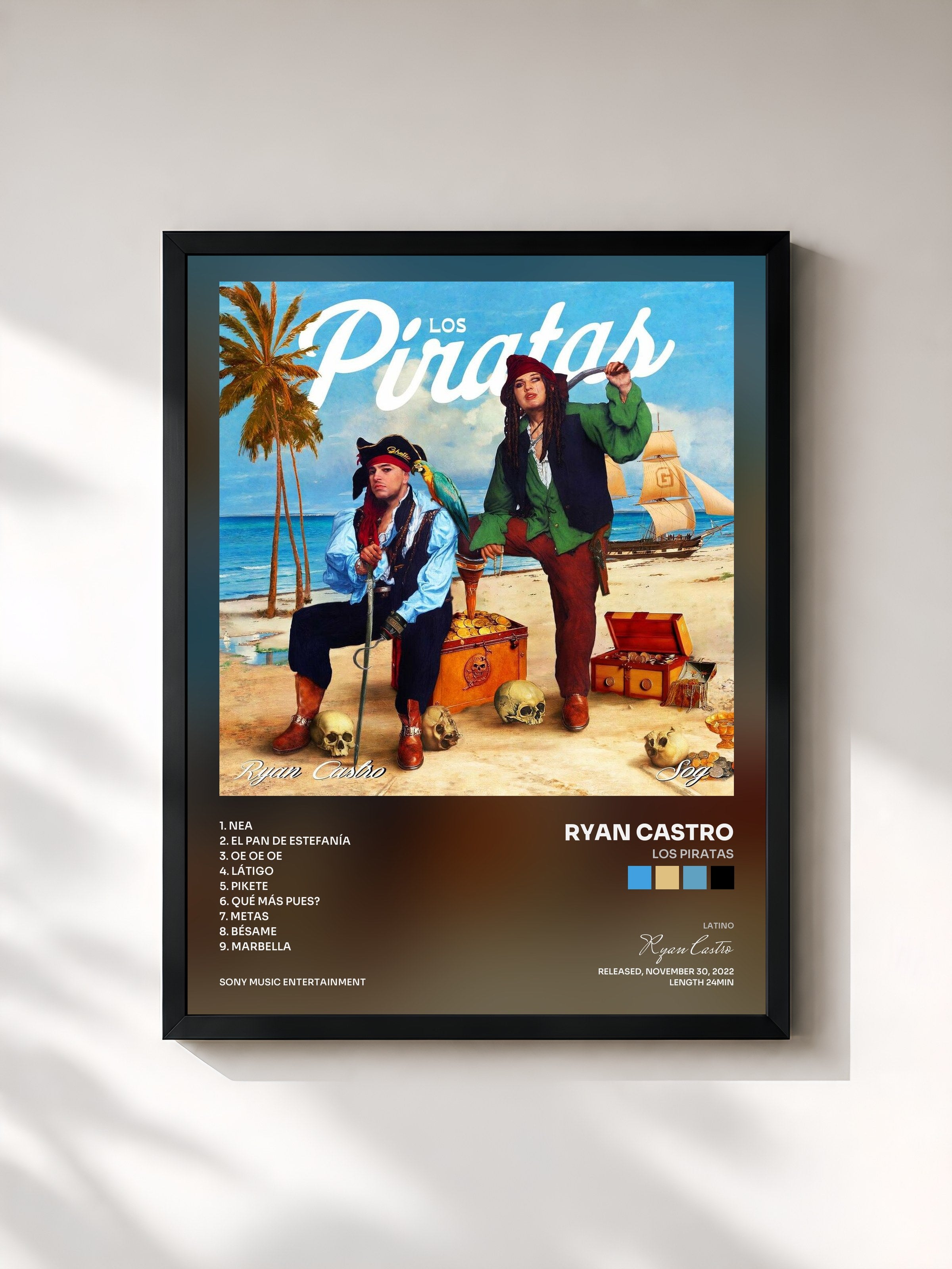 #noir Tableau de l'album Los Piratas de Ryan Castro, cadre noir, imprimé et encadré en France