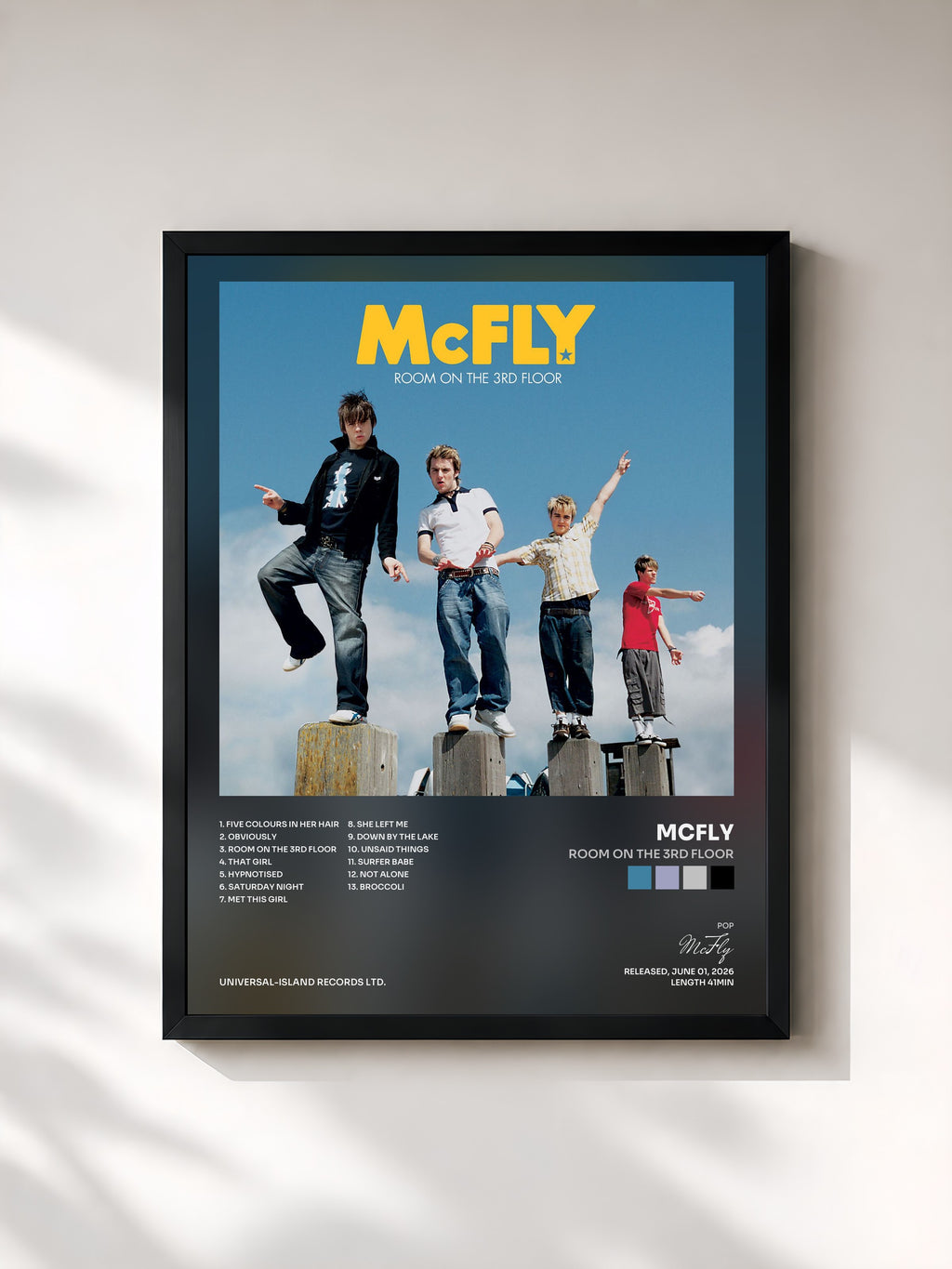 #noir Tableau de l'album Room On The 3rd Floor de McFly, cadre noir, imprimé et encadré en France