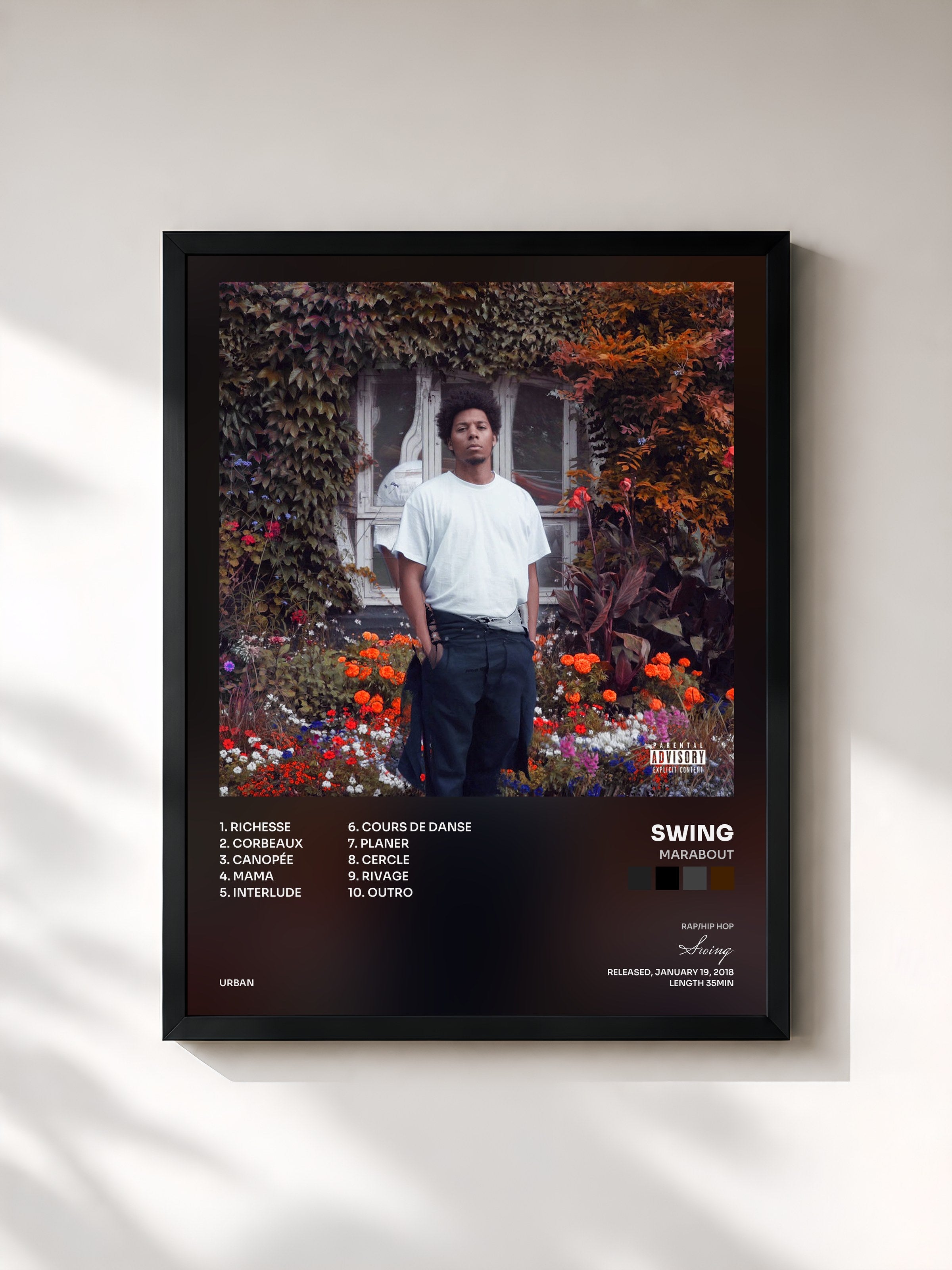 #noir Tableau de l'album Marabout de Swing, cadre noir, imprimé et encadré en France
