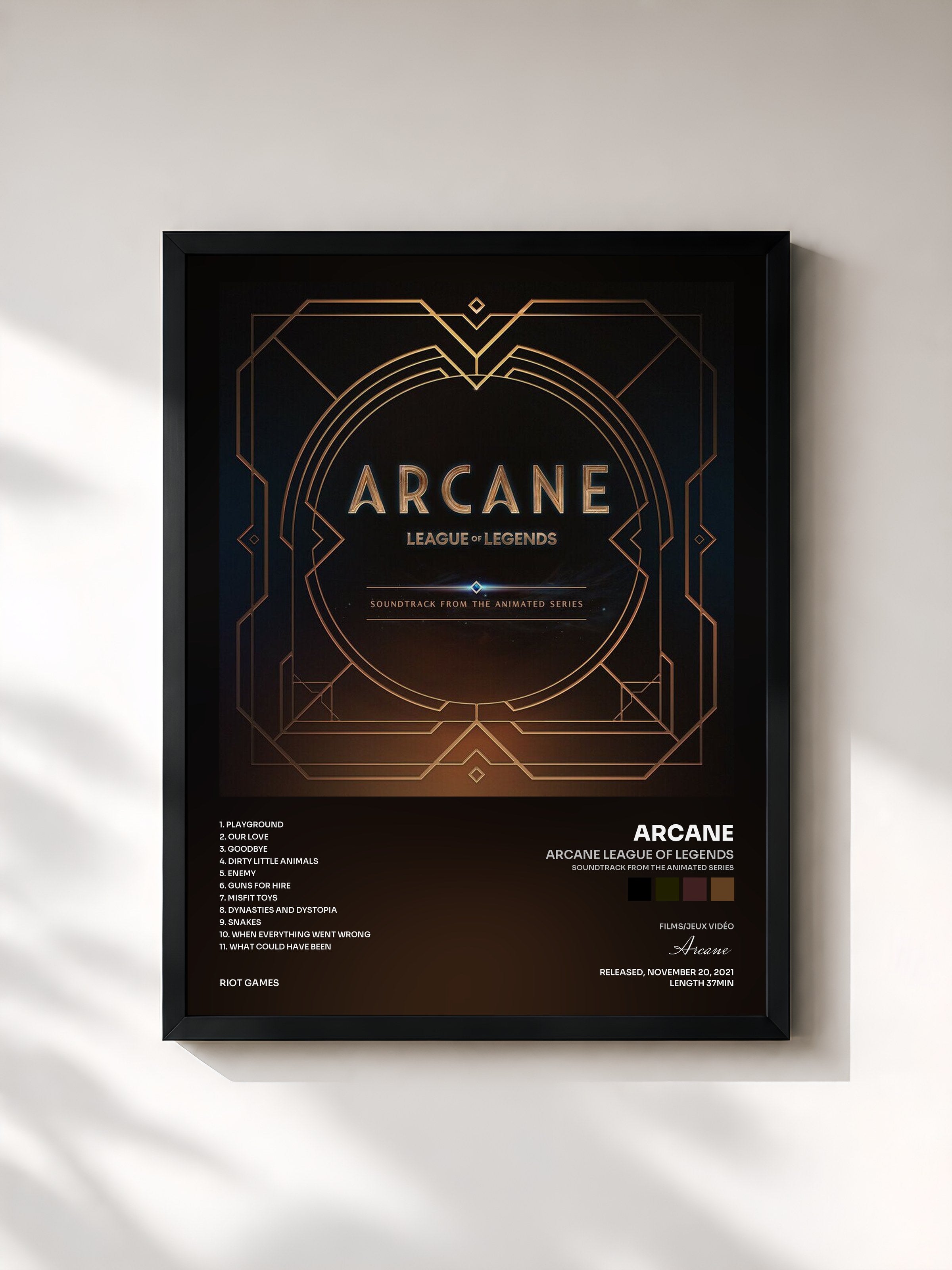 #noir Tableau de l'album Arcane League of Legends (Soundtrack from the Animated Series) de Arcane, cadre noir, imprimé et encadré en France