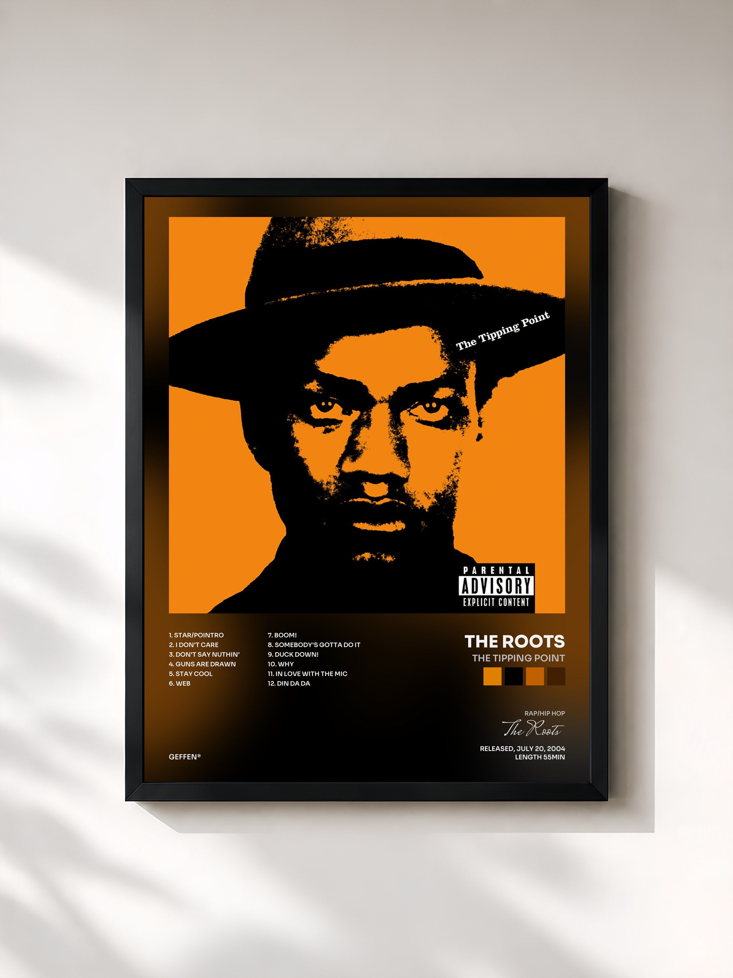 #noir Tableau de l'album The Tipping Point de The Roots, cadre noir, imprimé et encadré en France