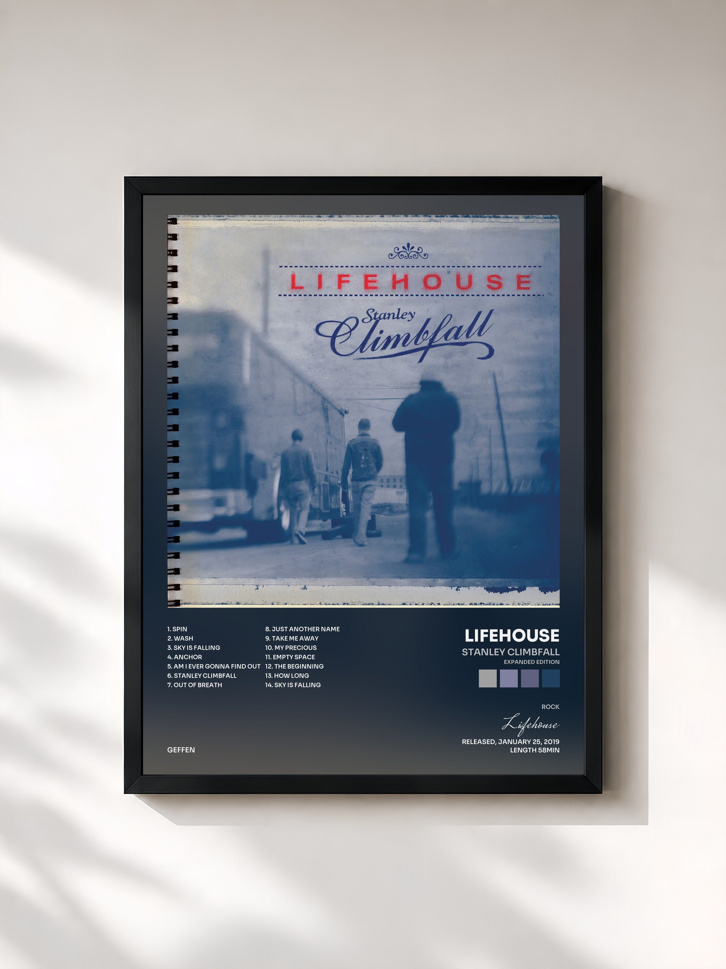 #noir Tableau de l'album Stanley Climbfall (Expanded Edition) de Lifehouse, cadre noir, imprimé et encadré en France
