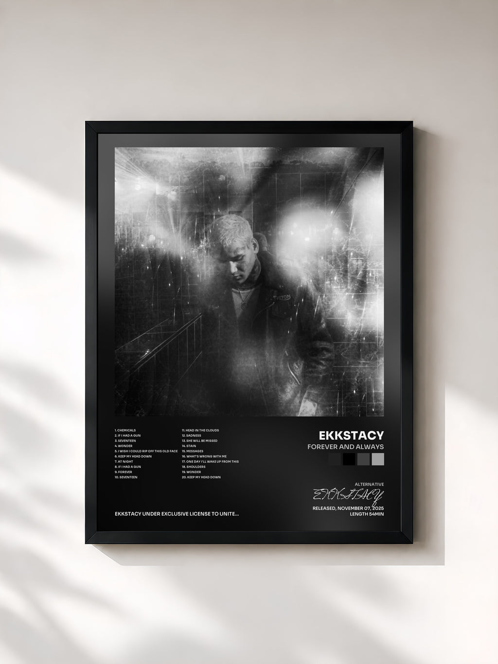#noir Tableau de l'album forever and always de EKKSTACY, cadre noir, imprimé et encadré en France
