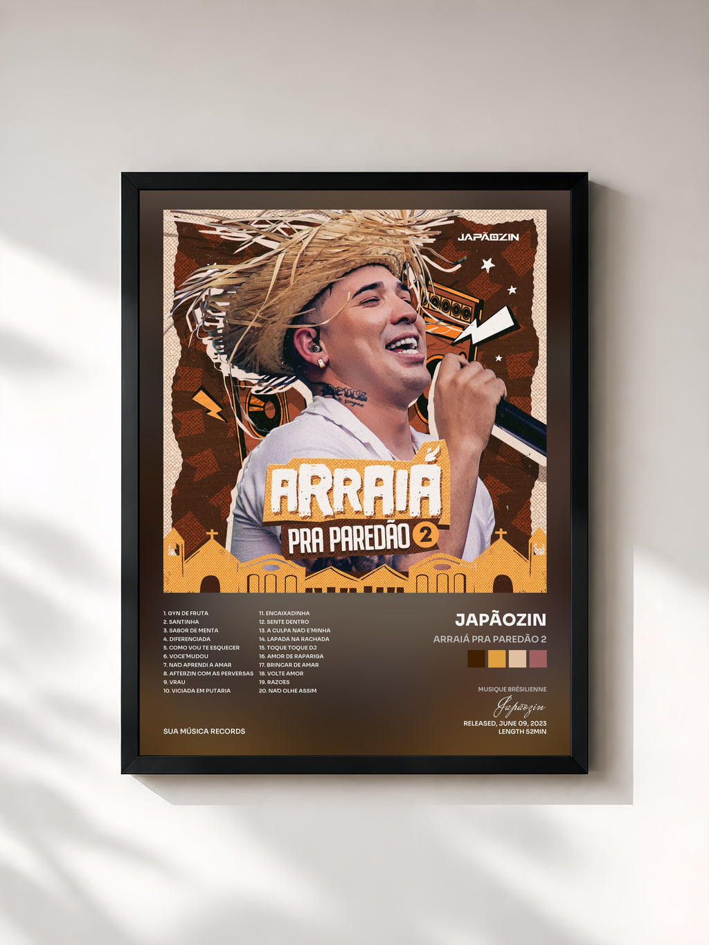 #noir Tableau de l'album Arraiá Pra Paredão 2 de Japãozin, cadre noir, imprimé et encadré en France