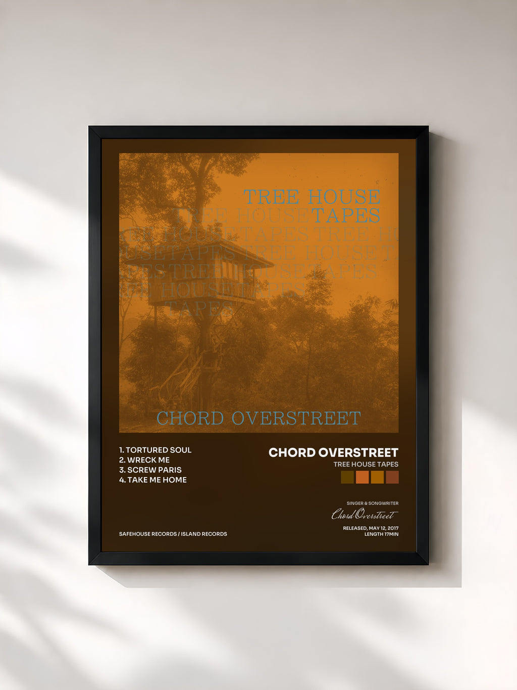 #noir Tableau de l'album Tree House Tapes de Chord Overstreet, cadre noir, imprimé et encadré en France