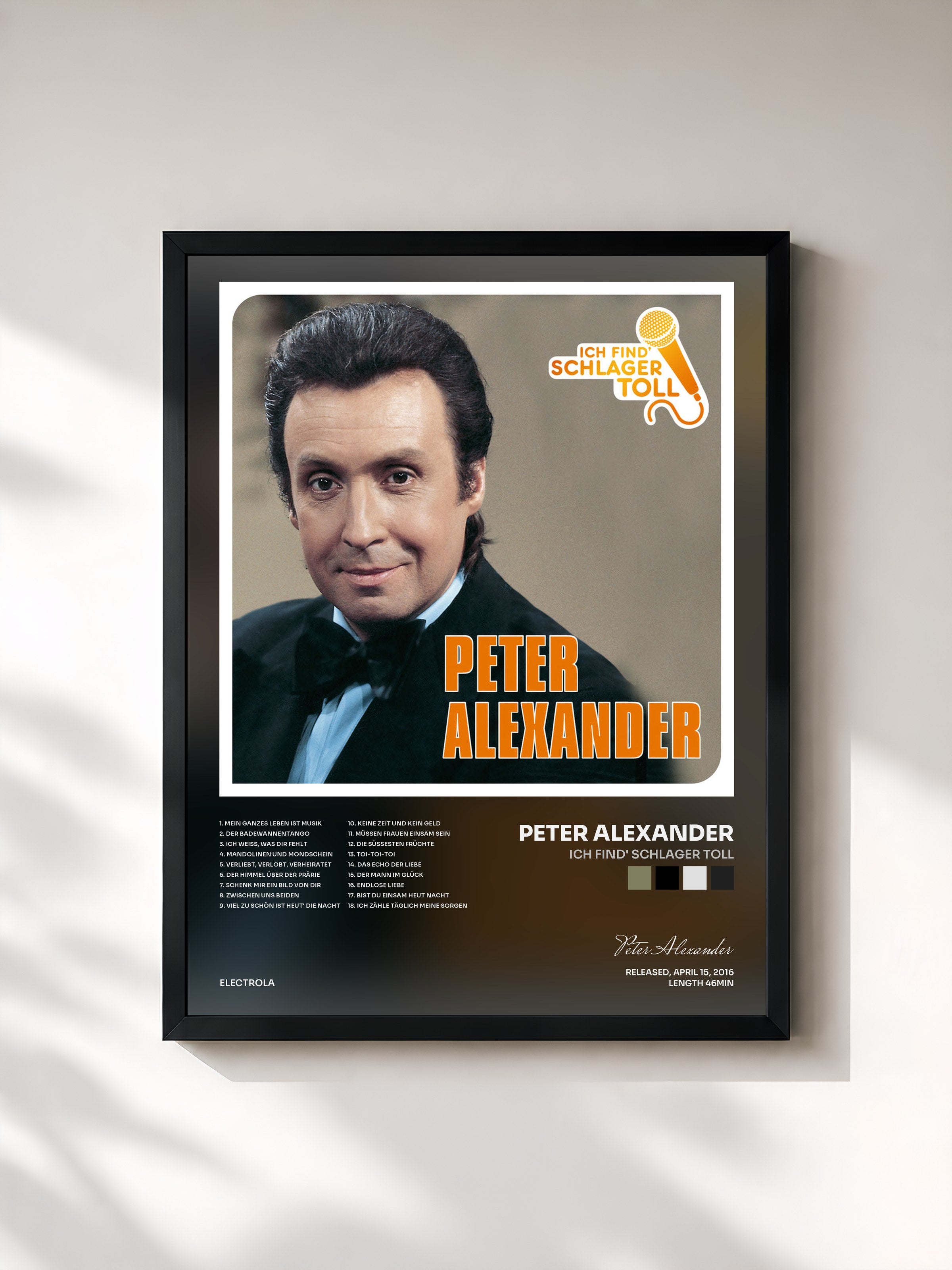 #noir Tableau de l'album Ich find' Schlager toll de Peter Alexander, cadre noir, imprimé et encadré en France