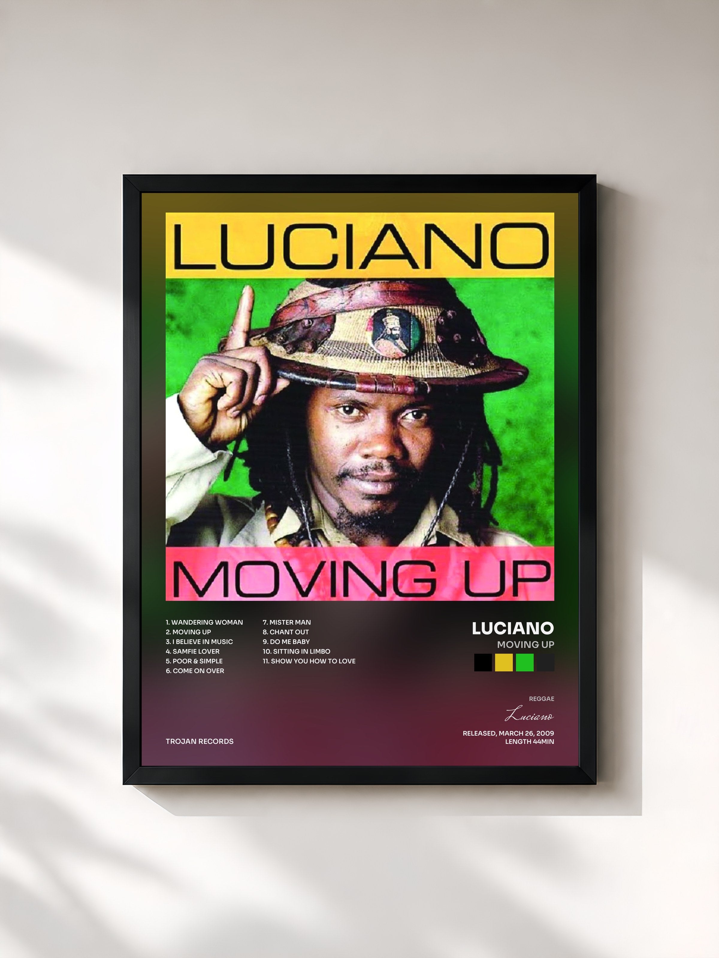 #noir Tableau de l'album Moving Up de Luciano, cadre noir, imprimé et encadré en France