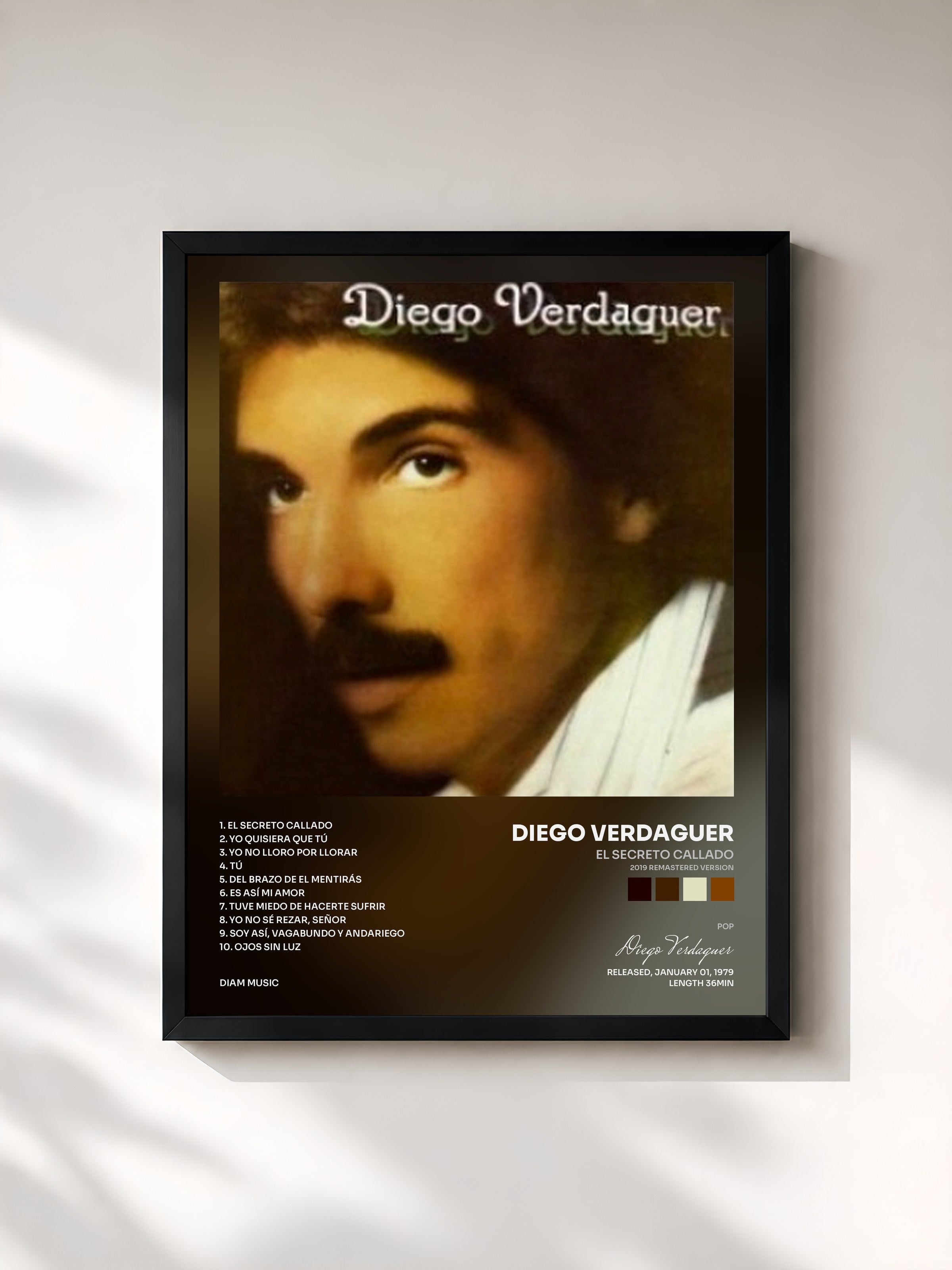 #noir Tableau de l'album El Secreto Callado (2019 Remastered Version) de Diego Verdaguer, cadre noir, imprimé et encadré en France