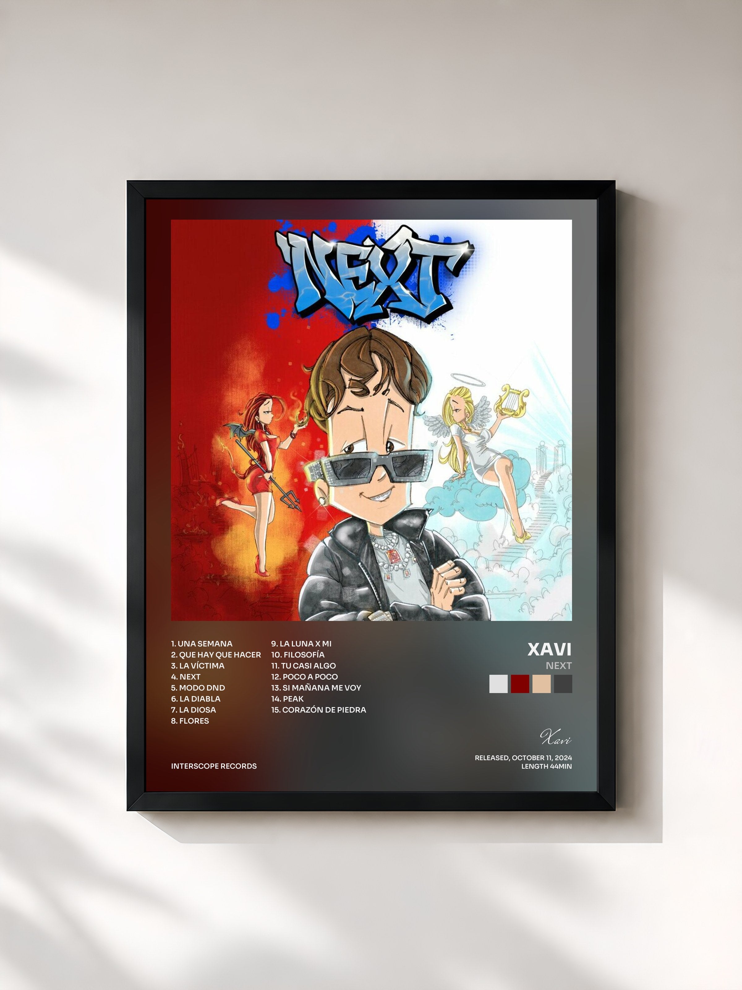#noir Tableau de l'album NEXT de Xavi, cadre noir, imprimé et encadré en France