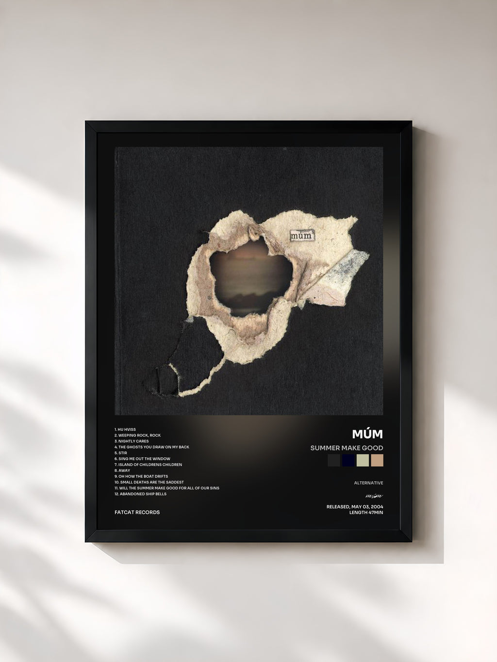 #noir Tableau de l'album Summer Make Good de múm, cadre noir, imprimé et encadré en France