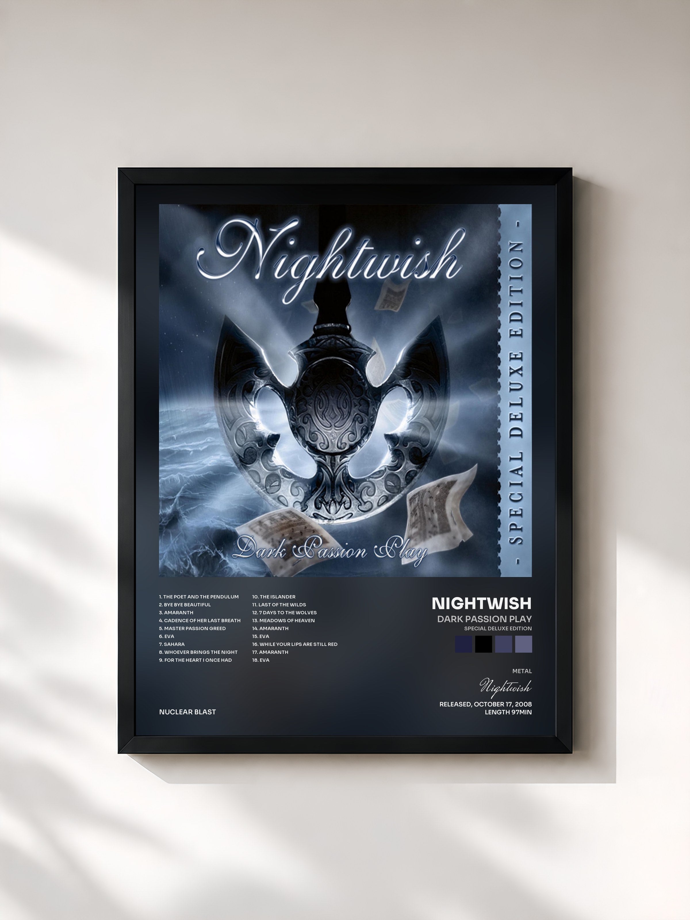 #noir Tableau de l'album Dark Passion Play (Special Deluxe Edition) de Nightwish, cadre noir, imprimé et encadré en France