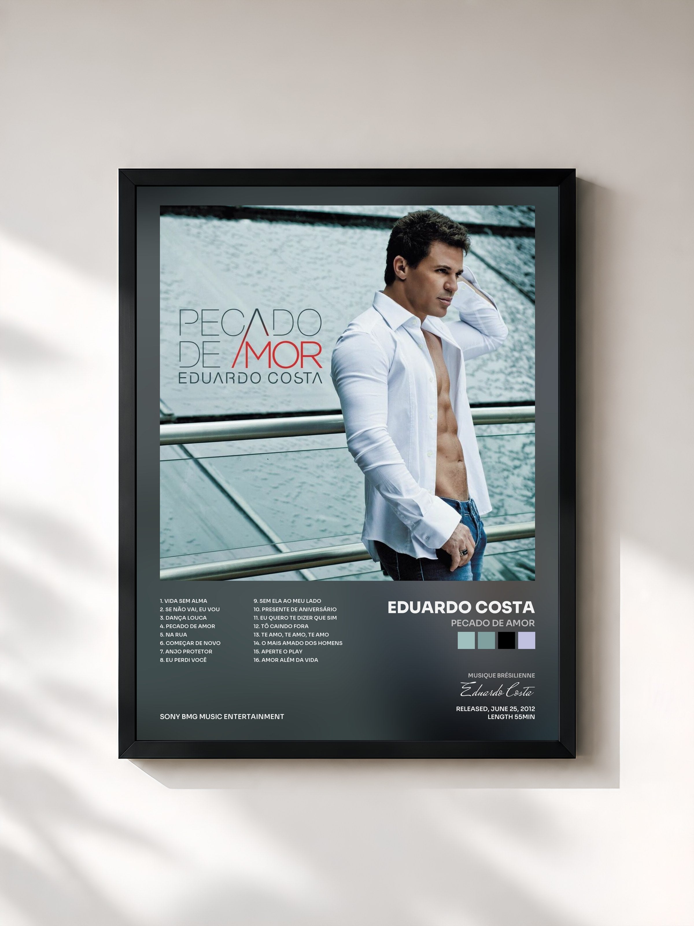 #noir Tableau de l'album Pecado de Amor de Eduardo Costa, cadre noir, imprimé et encadré en France