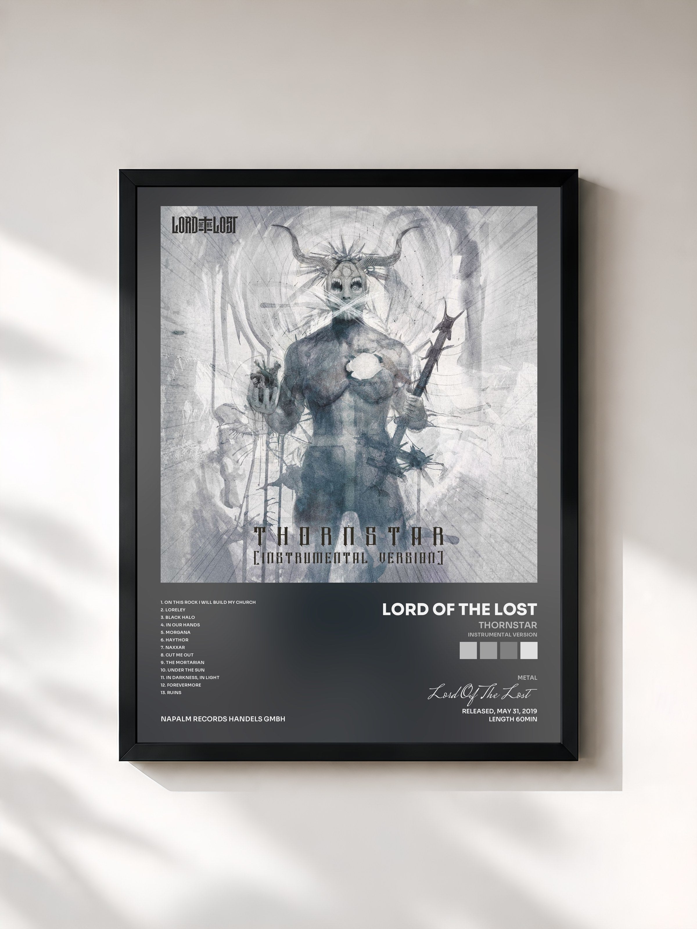 #noir Tableau de l'album Thornstar (Instrumental Version) de Lord Of The Lost, cadre noir, imprimé et encadré en France