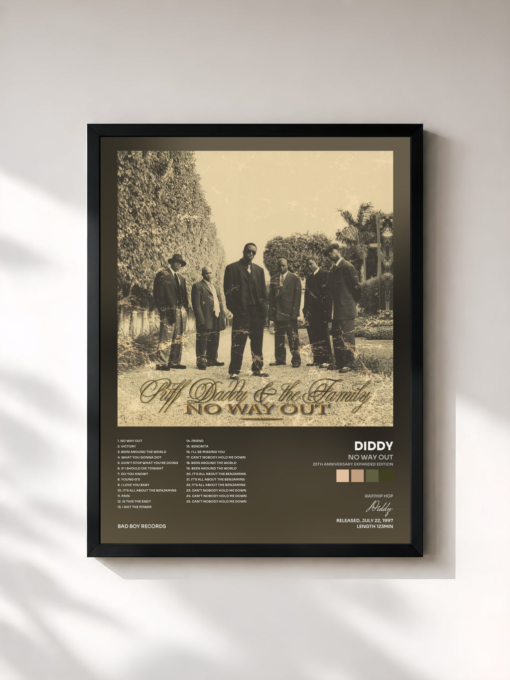 #noir Tableau de l'album No Way Out (25th Anniversary Expanded Edition) de Diddy, cadre noir, imprimé et encadré en France