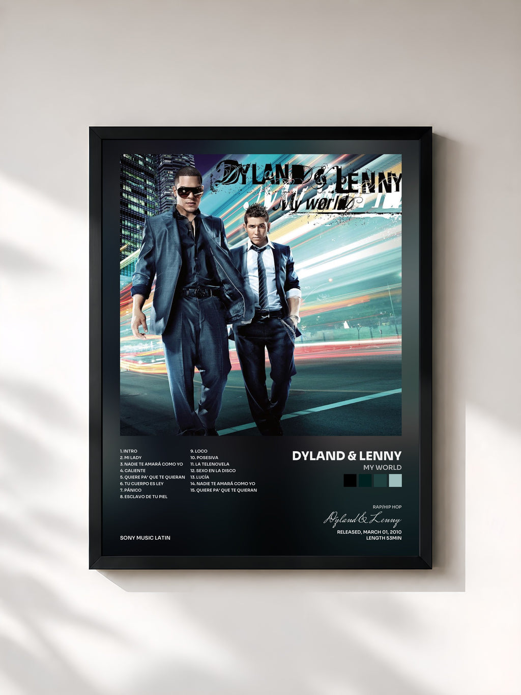 #noir Tableau de l'album My World de Dyland & Lenny, cadre noir, imprimé et encadré en France