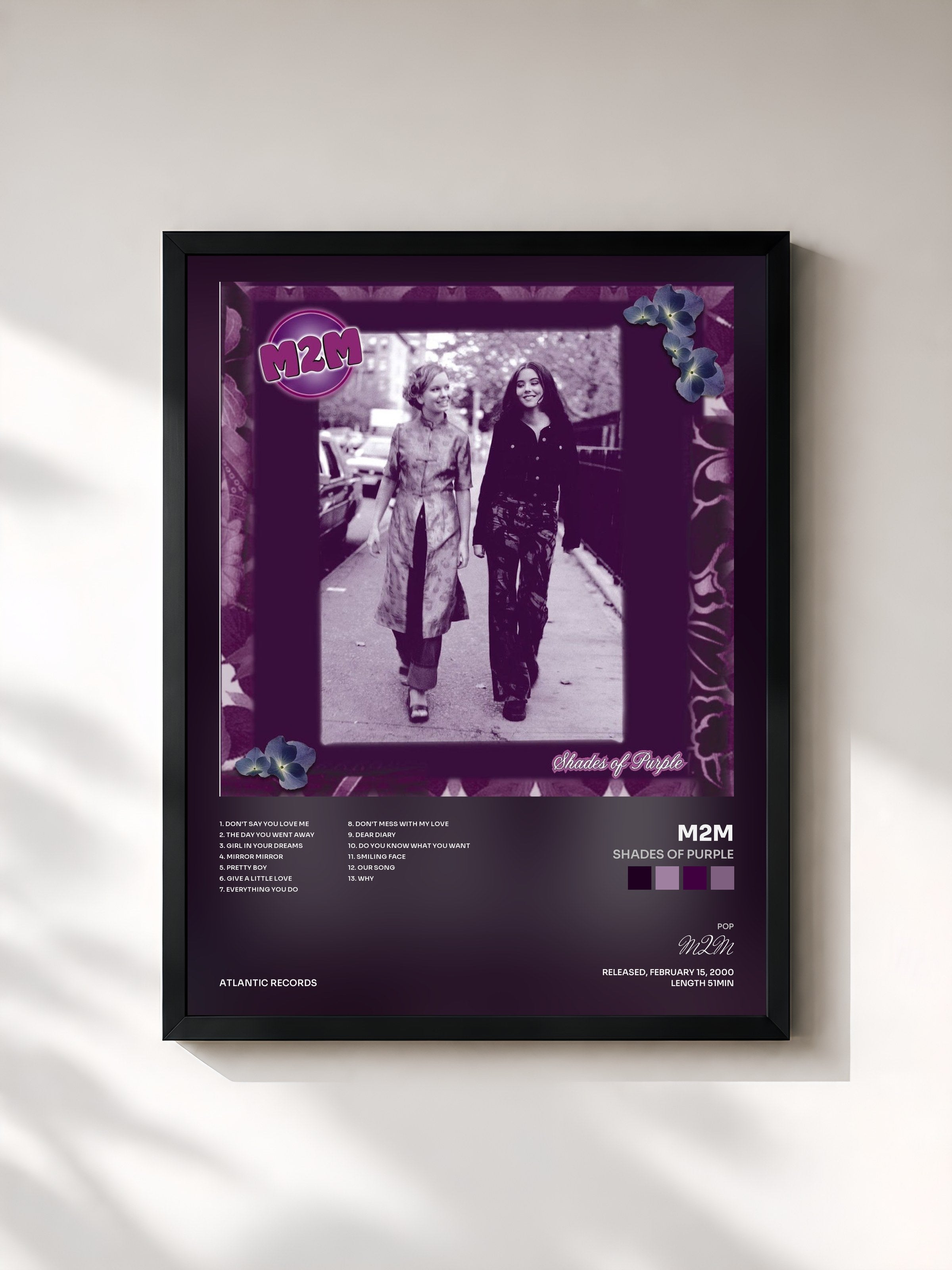 #noir Tableau de l'album Shades of Purple de M2M, cadre noir, imprimé et encadré en France