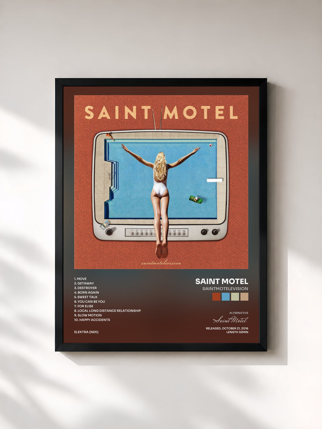 #noir Tableau de l'album saintmotelevision de Saint Motel, cadre noir, imprimé et encadré en France