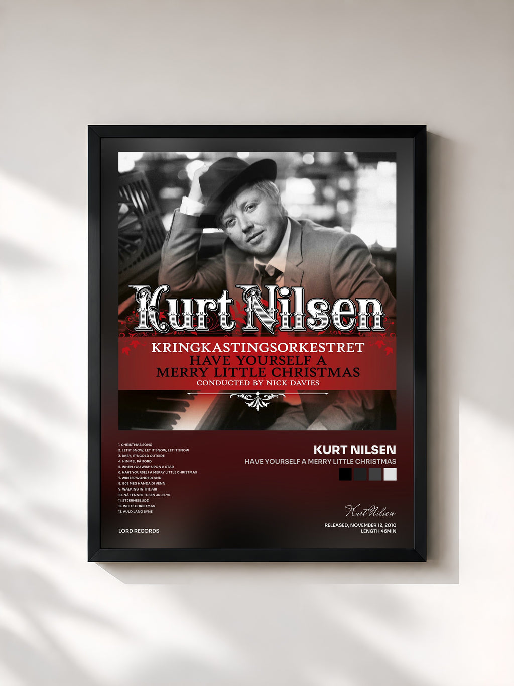 #noir Tableau de l'album Have Yourself A Merry Little Christmas de Kurt Nilsen, cadre noir, imprimé et encadré en France
