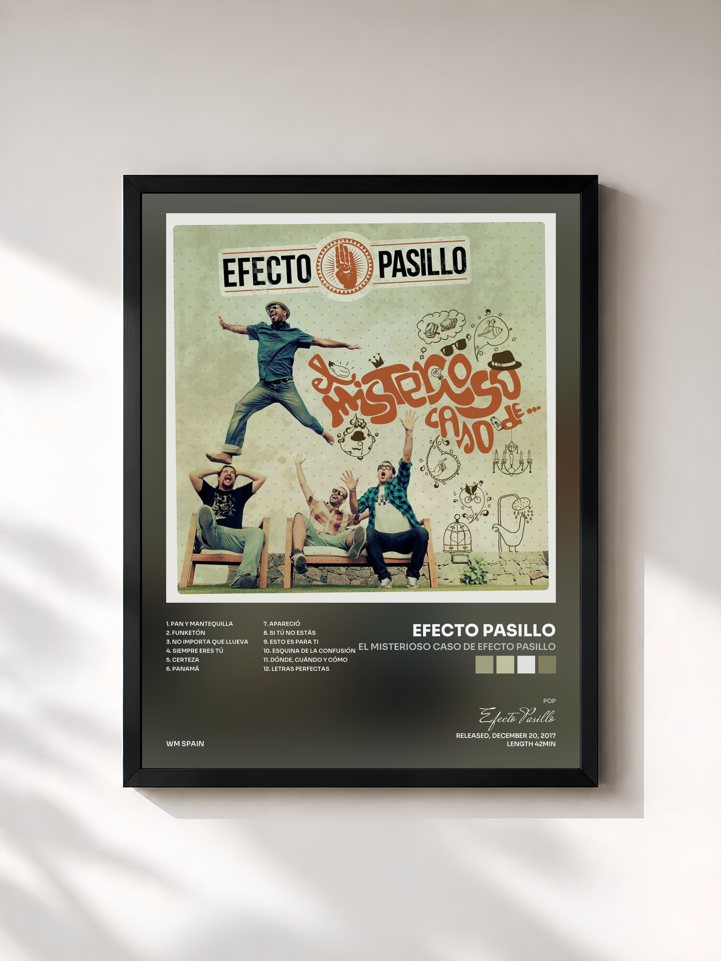 #noir Tableau de l'album El misterioso caso de Efecto Pasillo de Efecto Pasillo, cadre noir, imprimé et encadré en France