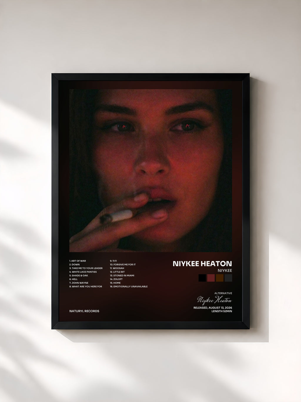 #noir Tableau de l'album Niykee de Niykee Heaton, cadre noir, imprimé et encadré en France