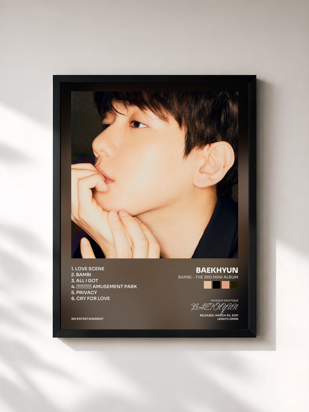 #noir Tableau de l'album Bambi - The 3rd Mini Album de BAEKHYUN, cadre noir, imprimé et encadré en France