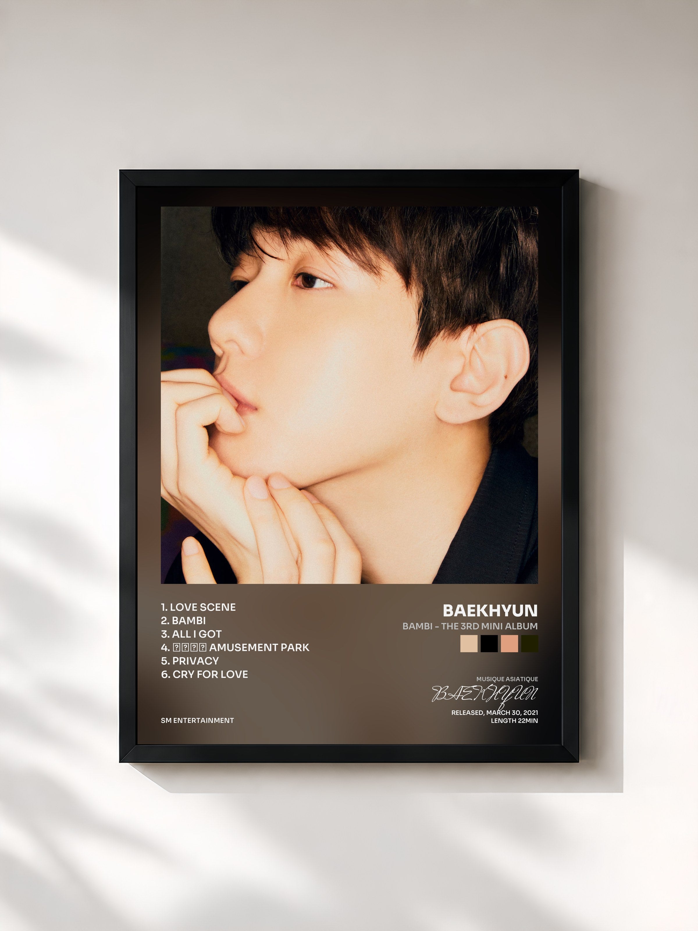 #noir Tableau de l'album Bambi - The 3rd Mini Album de BAEKHYUN, cadre noir, imprimé et encadré en France