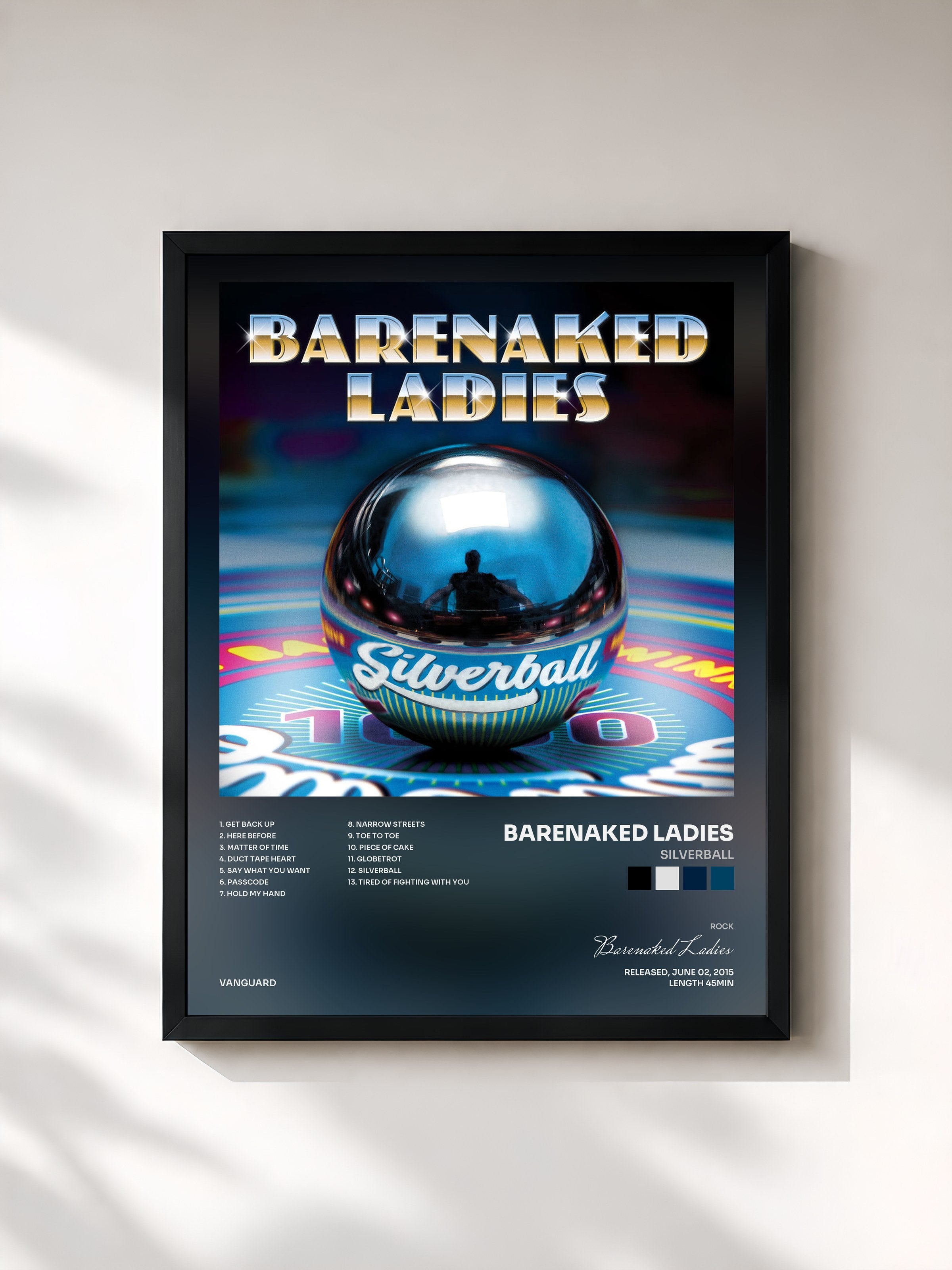 #noir Tableau de l'album Silverball de Barenaked Ladies, cadre noir, imprimé et encadré en France
