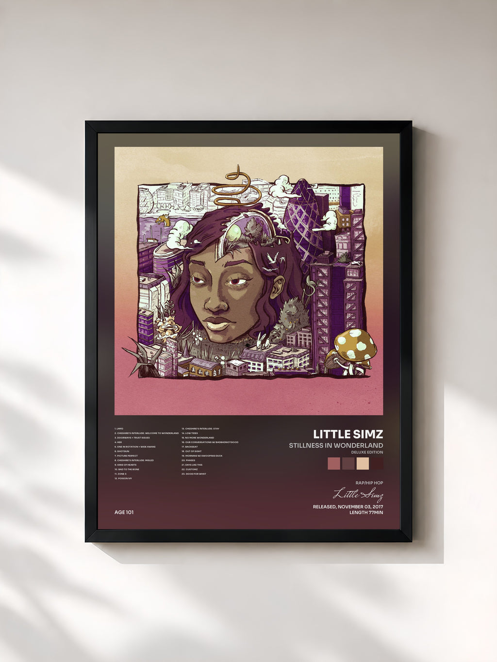 #noir Tableau de l'album Stillness In Wonderland (Deluxe Edition) de Little Simz, cadre noir, imprimé et encadré en France
