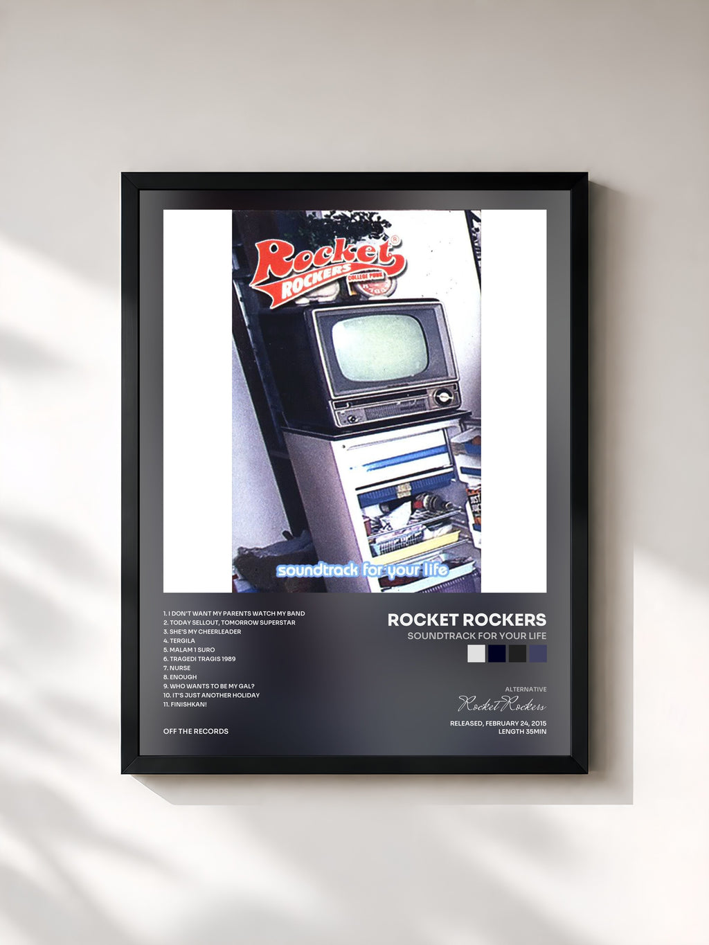 #noir Tableau de l'album Soundtrack For Your Life de Rocket Rockers, cadre noir, imprimé et encadré en France