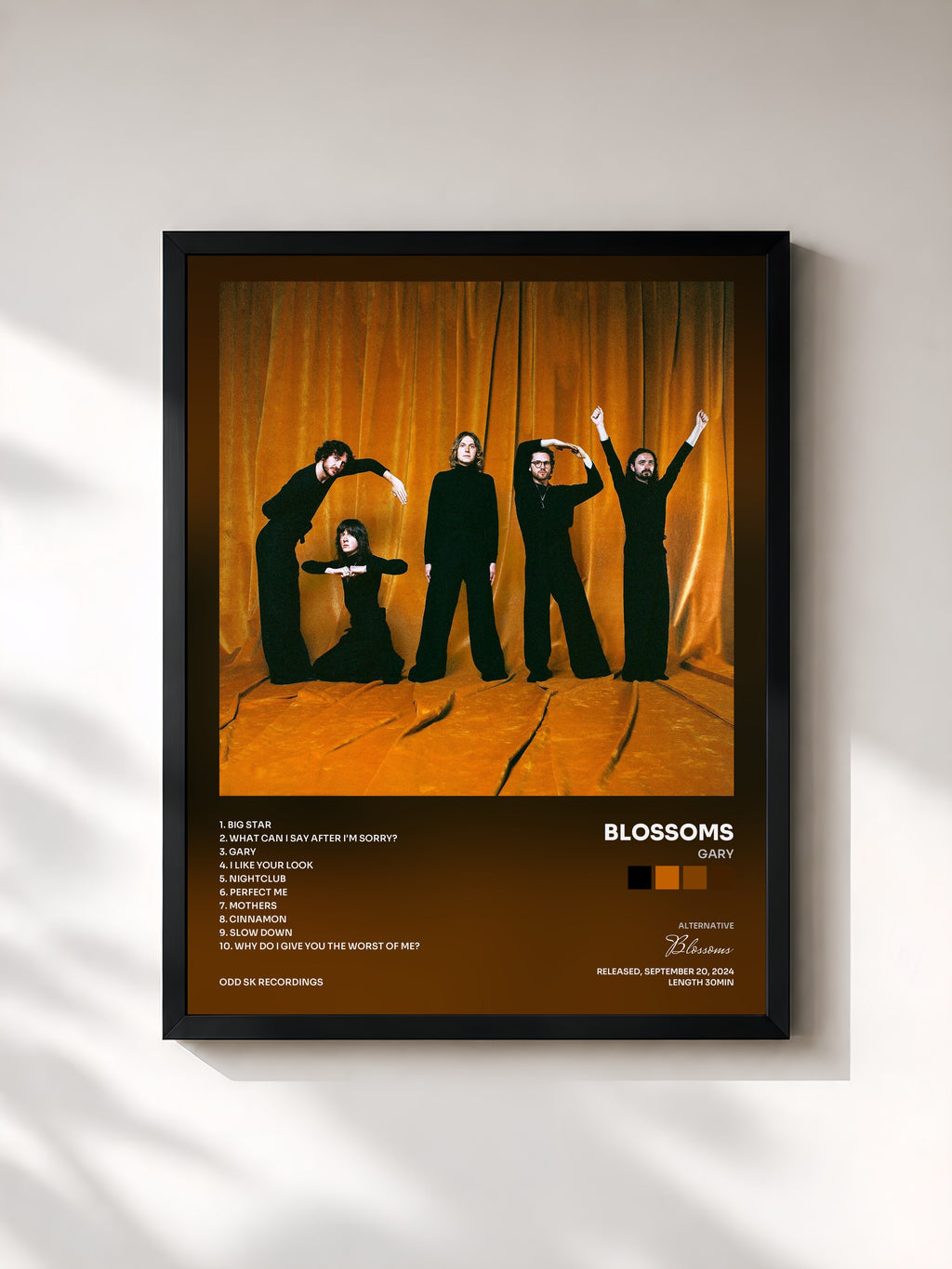 #noir Tableau de l'album Gary de Blossoms, cadre noir, imprimé et encadré en France