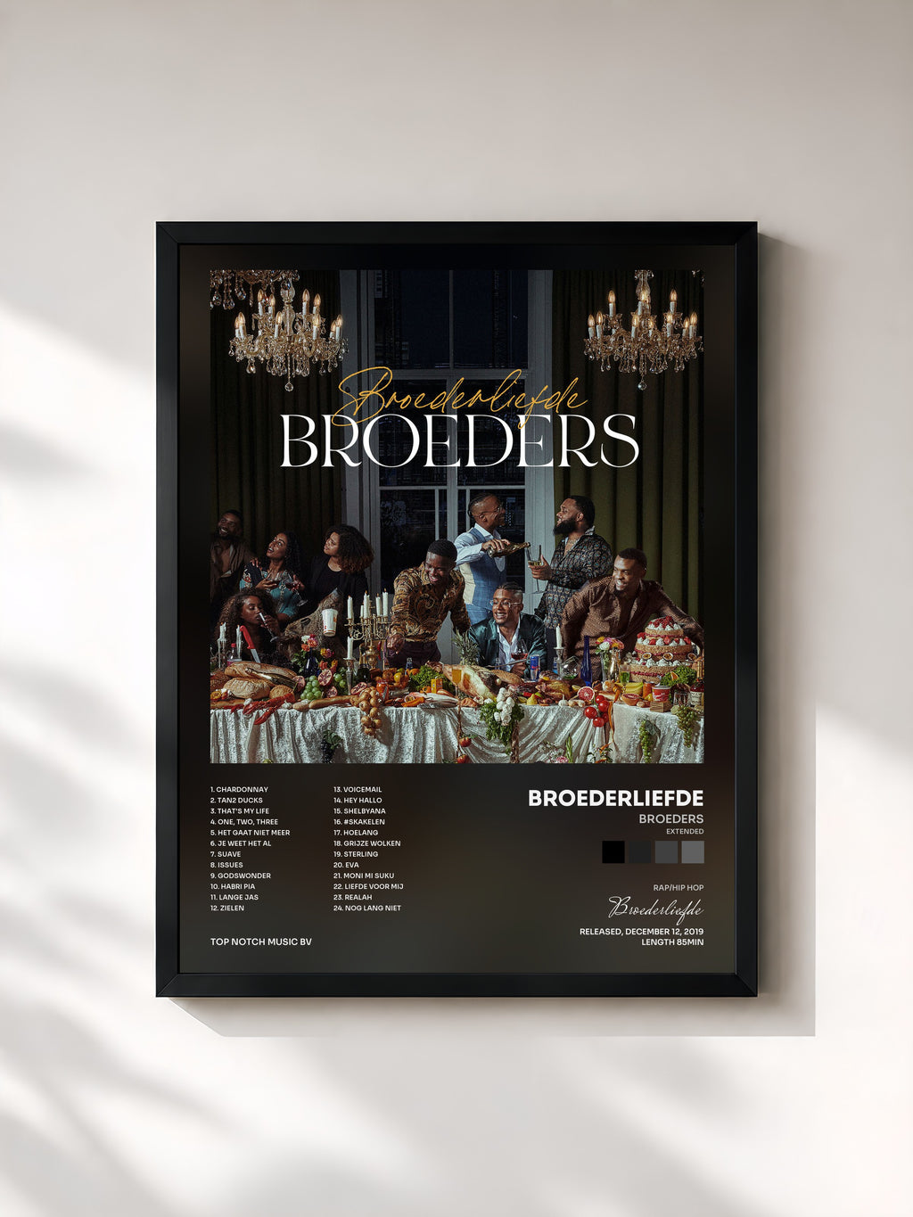 #noir Tableau de l'album Broeders (Extended) de Broederliefde, cadre noir, imprimé et encadré en France
