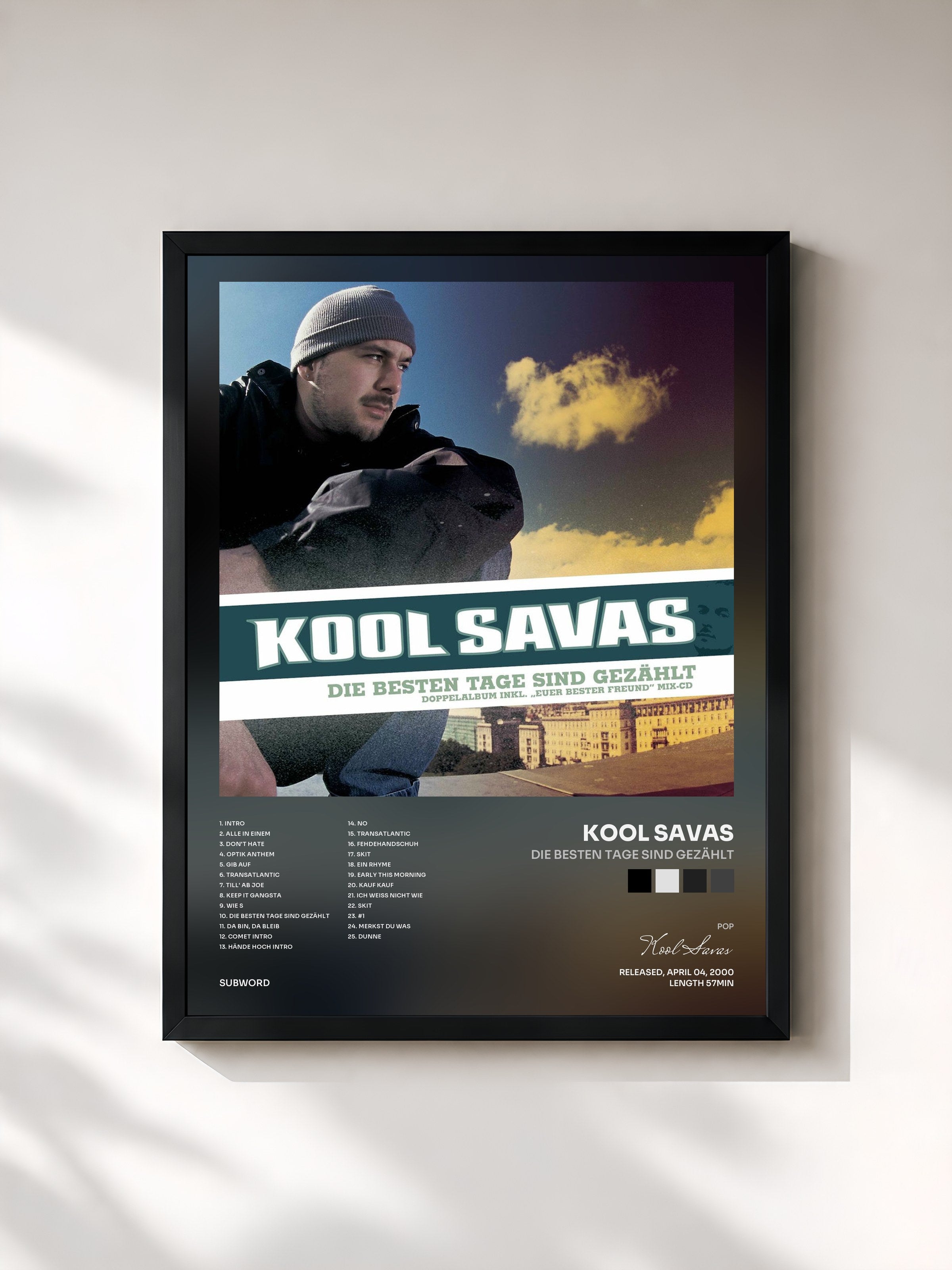 #noir Tableau de l'album Die besten Tage sind gezählt de Kool Savas, cadre noir, imprimé et encadré en France