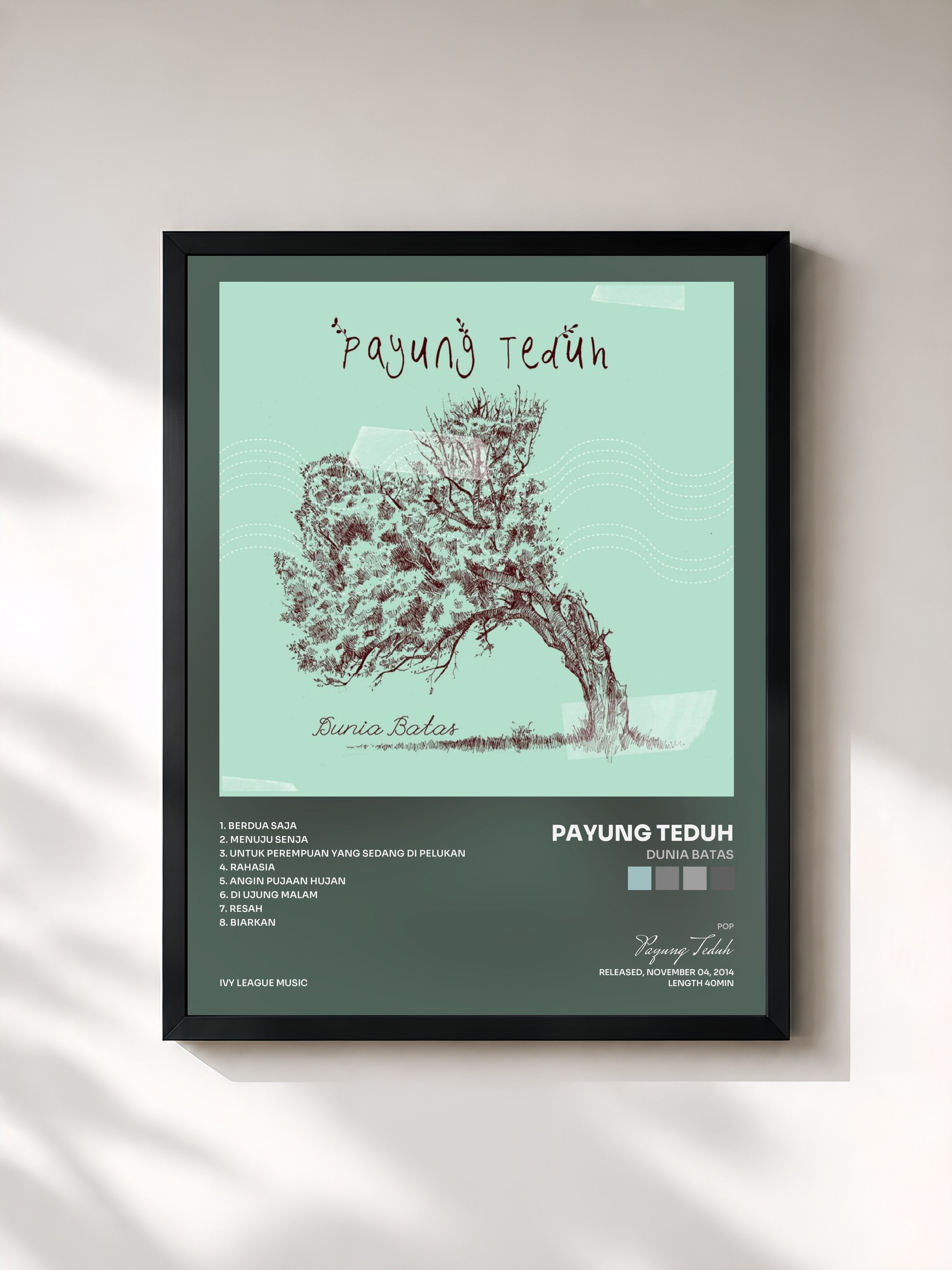 #noir Tableau de l'album Dunia Batas de Payung Teduh, cadre noir, imprimé et encadré en France