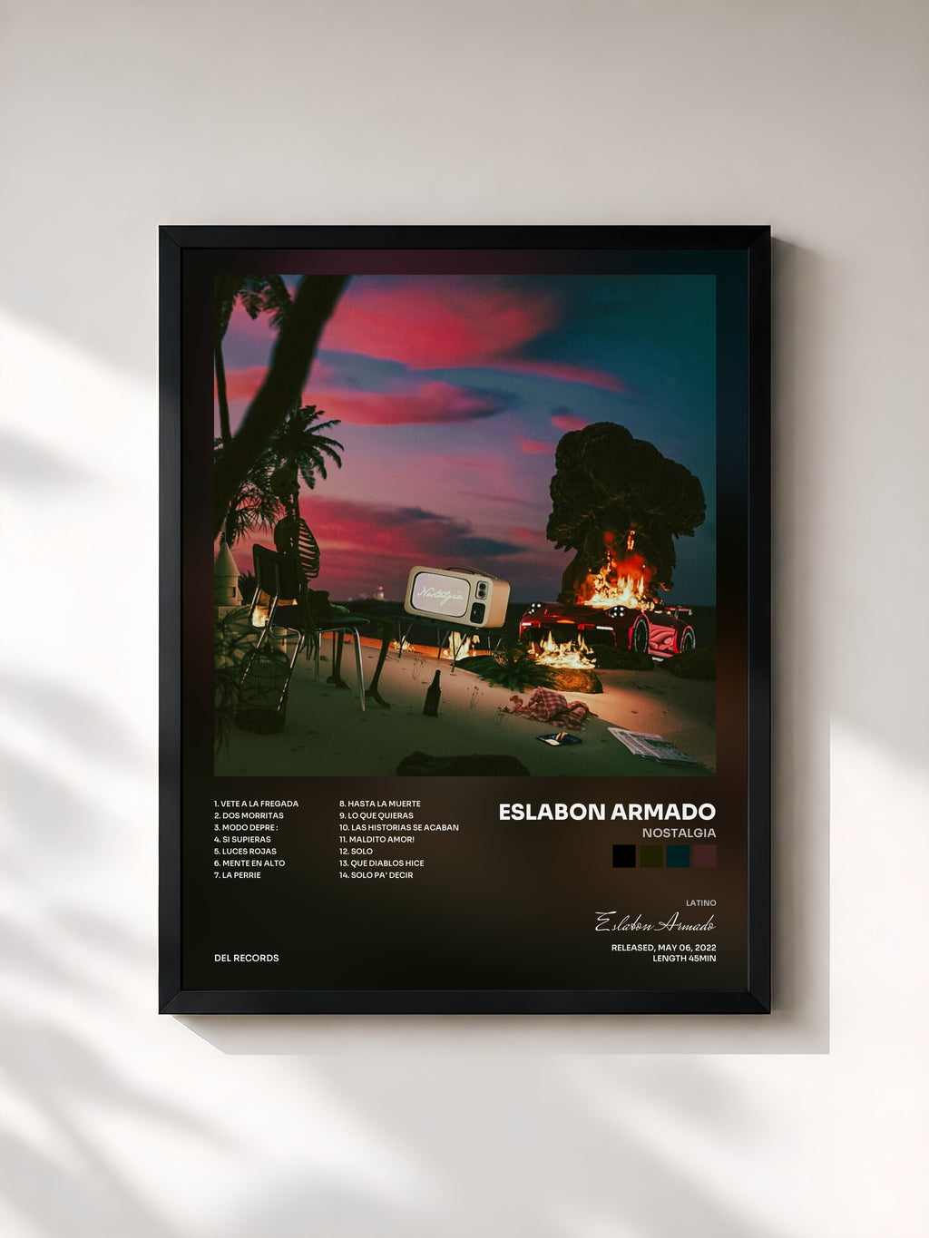 #noir Tableau de l'album NOSTALGIA de Eslabon Armado, cadre noir, imprimé et encadré en France