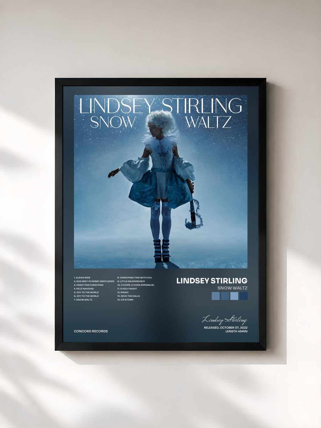 #noir Tableau de l'album Snow Waltz de Lindsey Stirling, cadre noir, imprimé et encadré en France