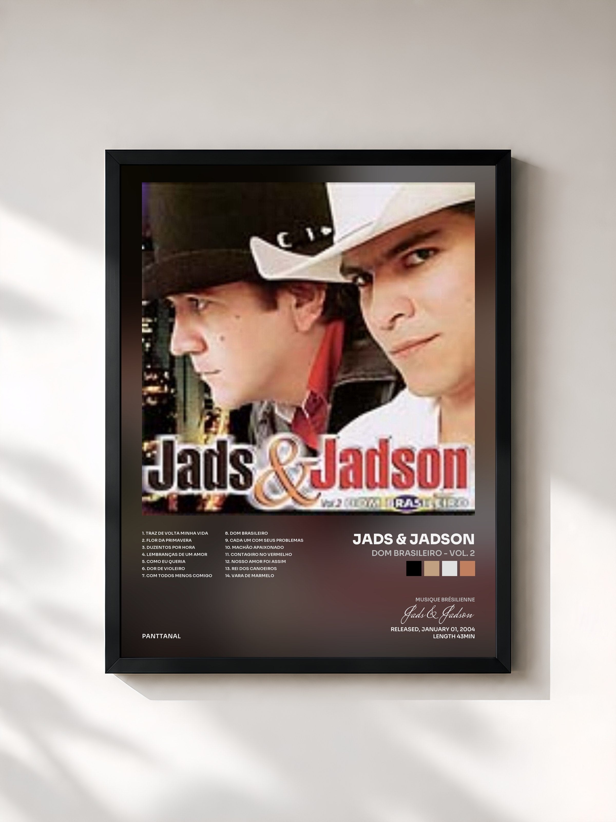#noir Tableau de l'album Dom Brasileiro - Vol. 2 de Jads & Jadson, cadre noir, imprimé et encadré en France