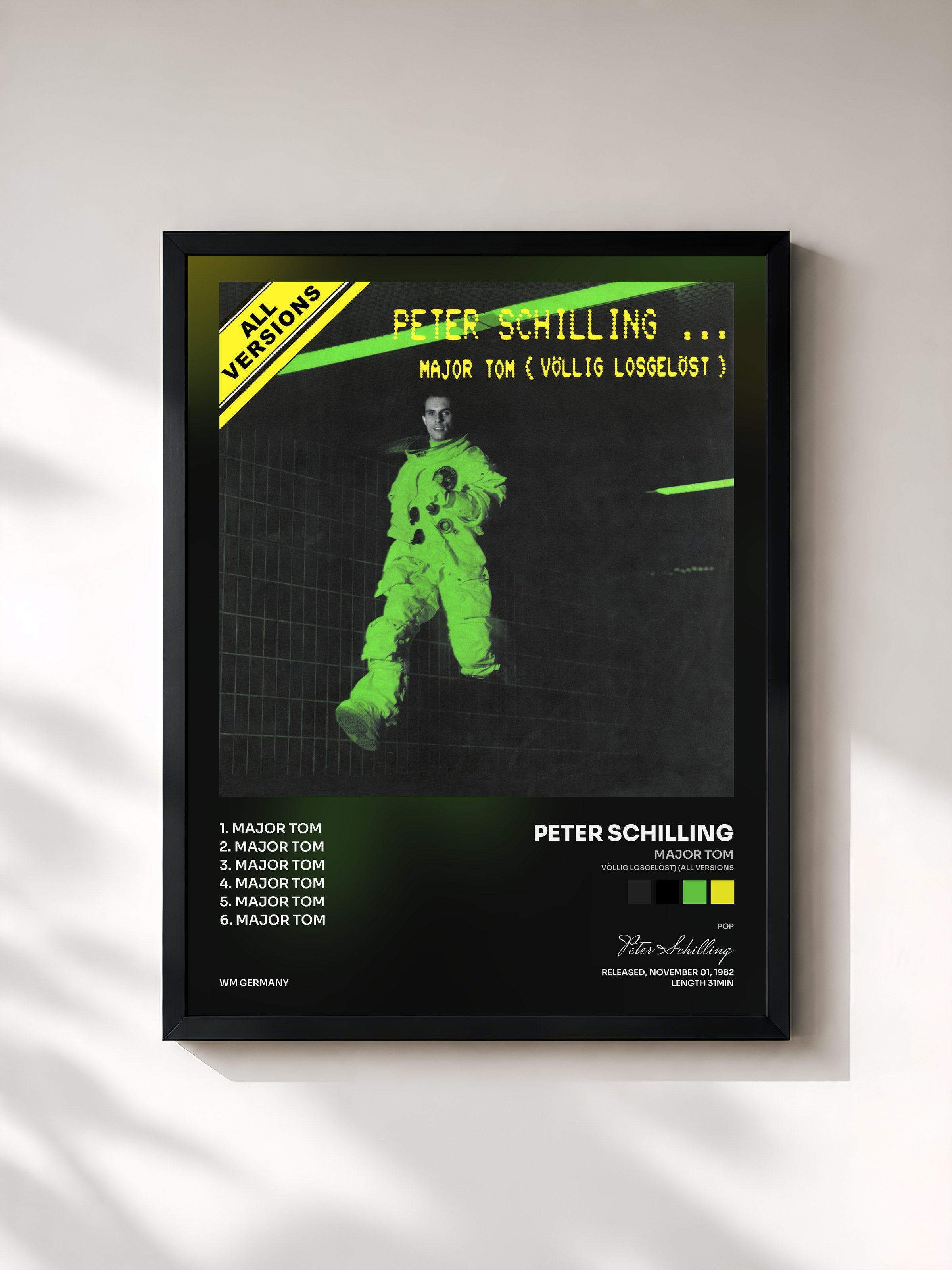 #noir Tableau de l'album Major Tom (Völlig losgelöst) (All Versions) de Peter Schilling, cadre noir, imprimé et encadré en France