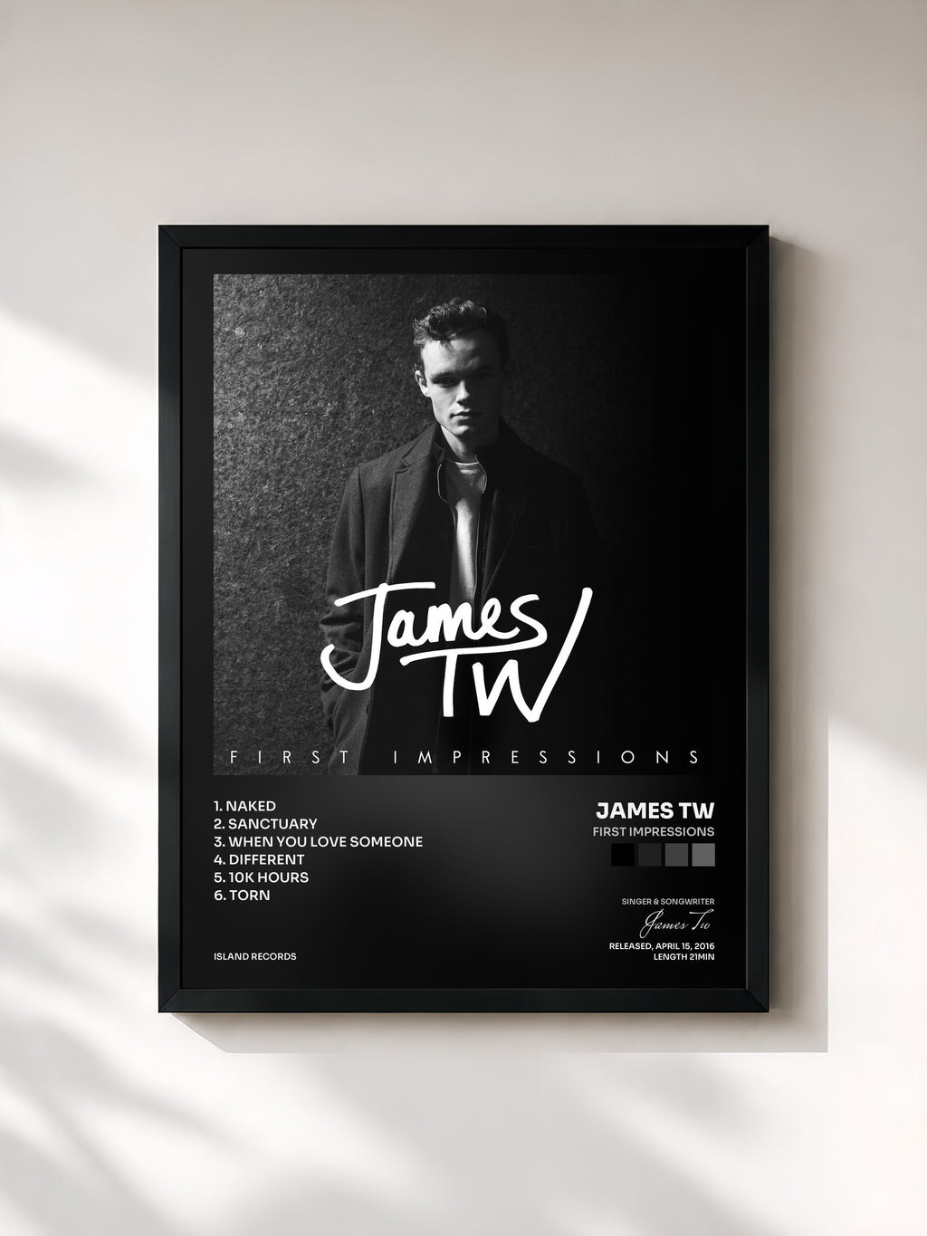 #noir Tableau de l'album First Impressions de James Tw, cadre noir, imprimé et encadré en France