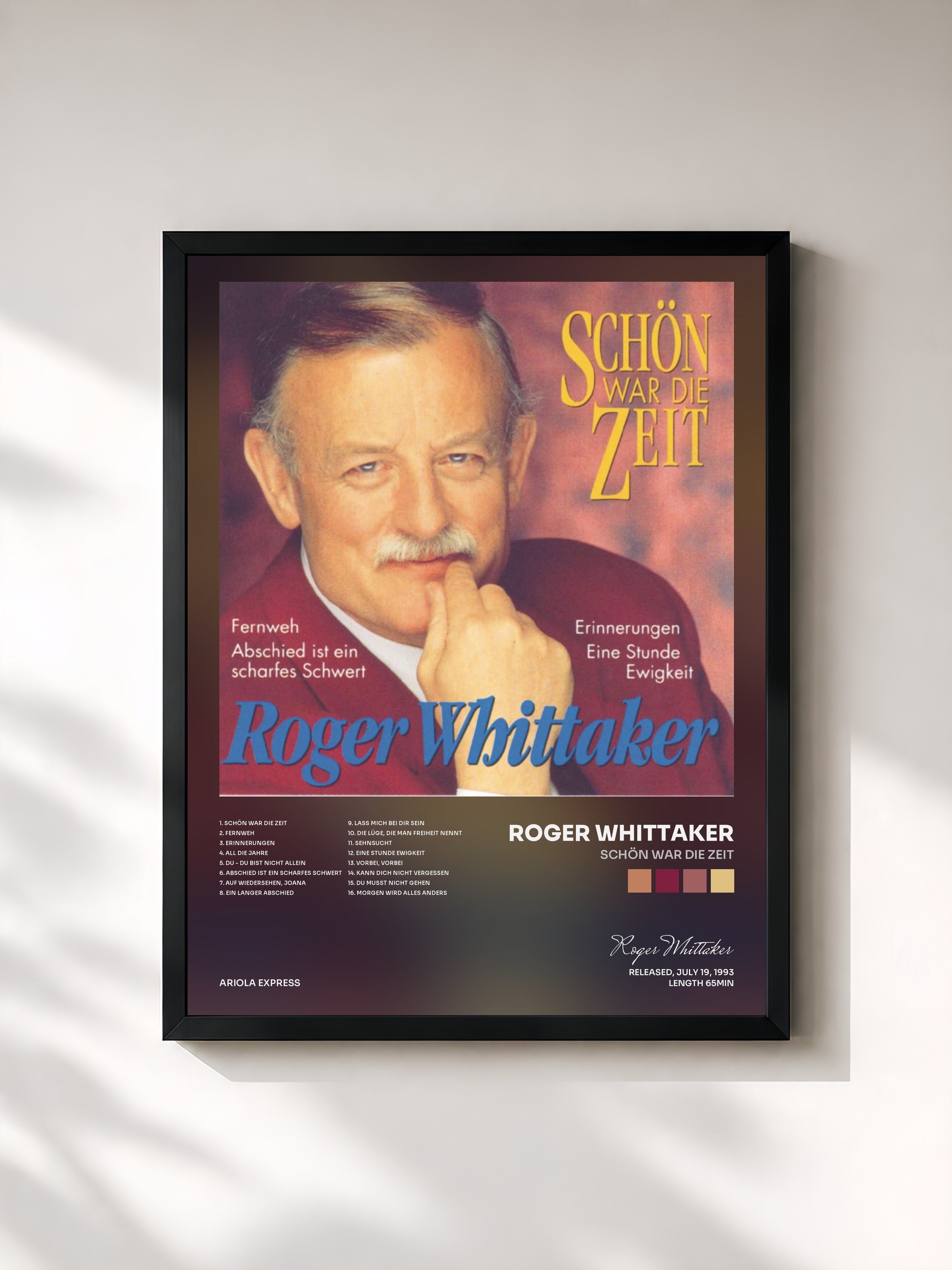 #noir Tableau de l'album Schön war die Zeit de Roger Whittaker, cadre noir, imprimé et encadré en France