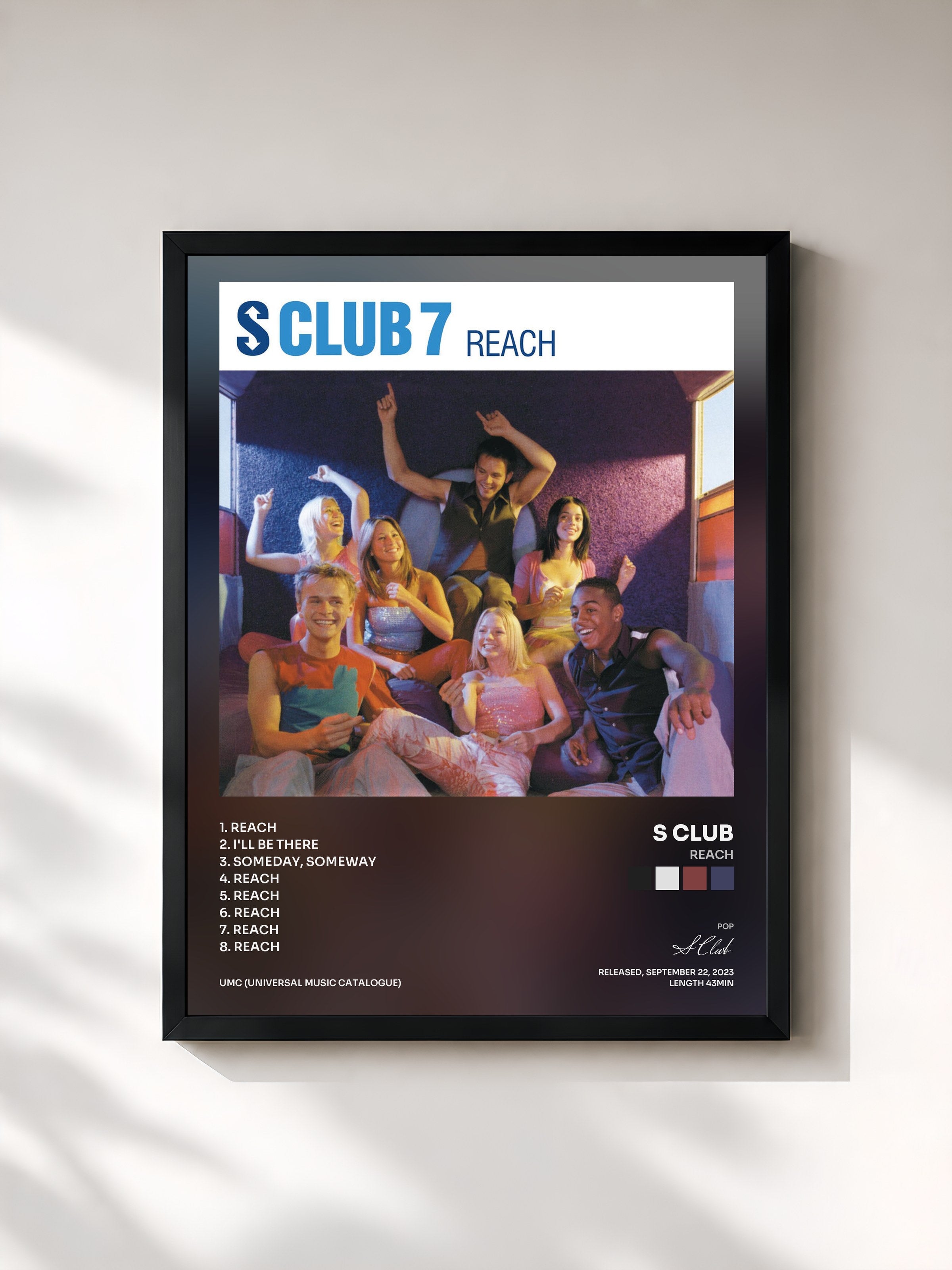 #noir Tableau de l'album Reach de S Club, cadre noir, imprimé et encadré en France