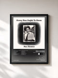 #noir Tableau de l'album Every Man Ought To Know de Max Romeo, cadre noir, imprimé et encadré en France