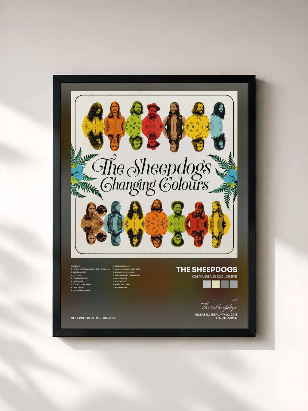 #noir Tableau de l'album Changing Colours de The Sheepdogs, cadre noir, imprimé et encadré en France