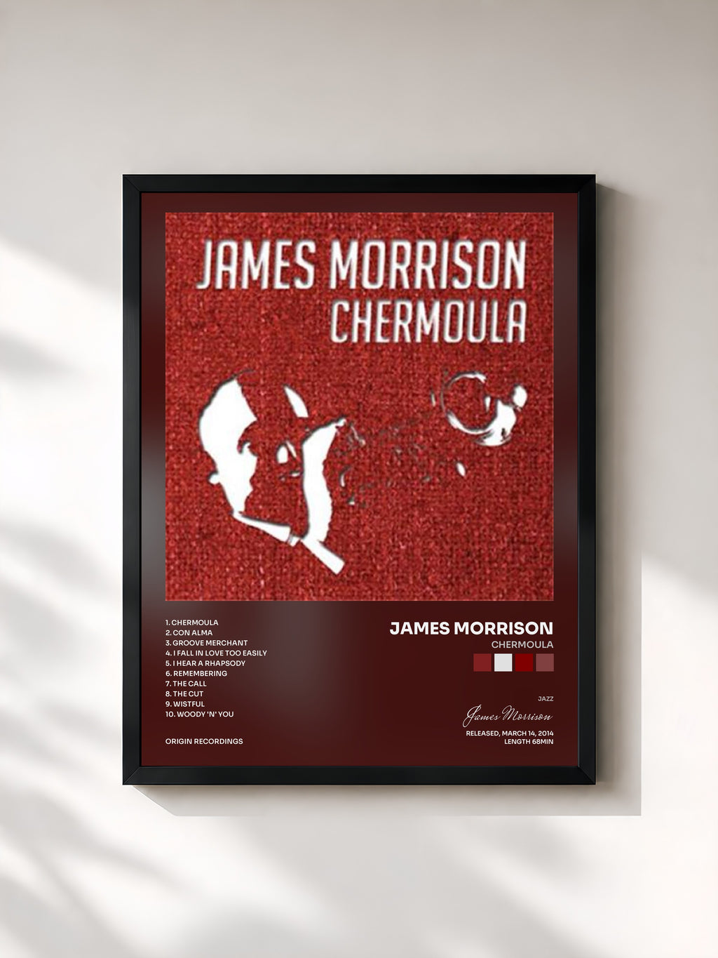 #noir Tableau de l'album Chermoula de James Morrison, cadre noir, imprimé et encadré en France